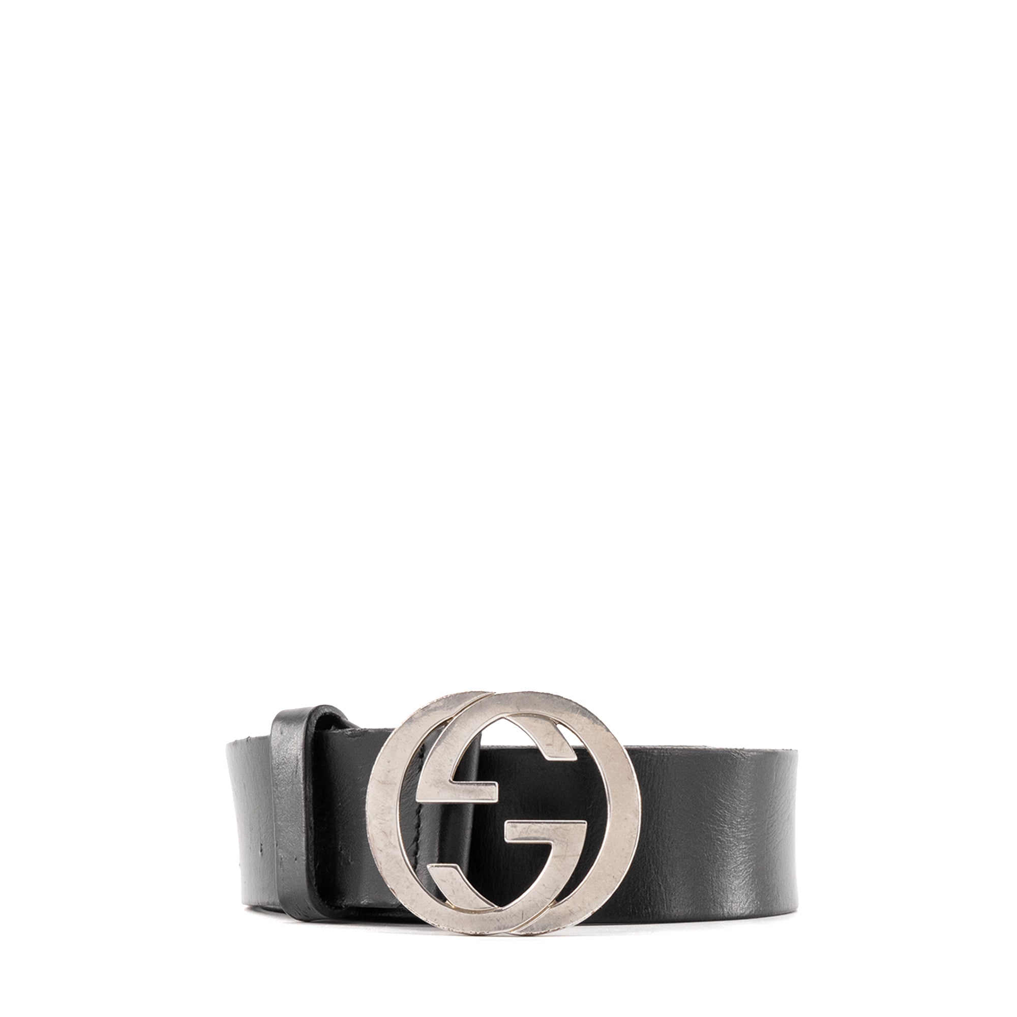 GUCCI - Ceinture GG Gucci en cuir noir (T95)
