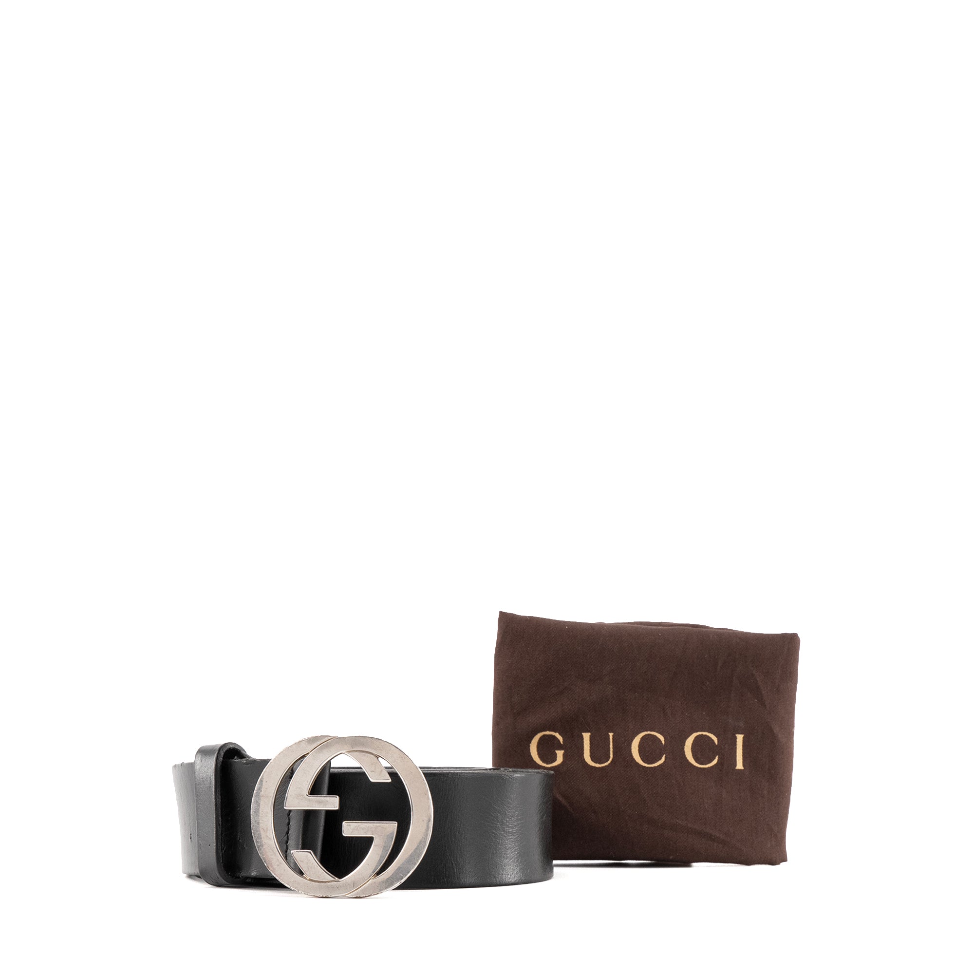 GUCCI - Ceinture GG Gucci en cuir noir (T95)
