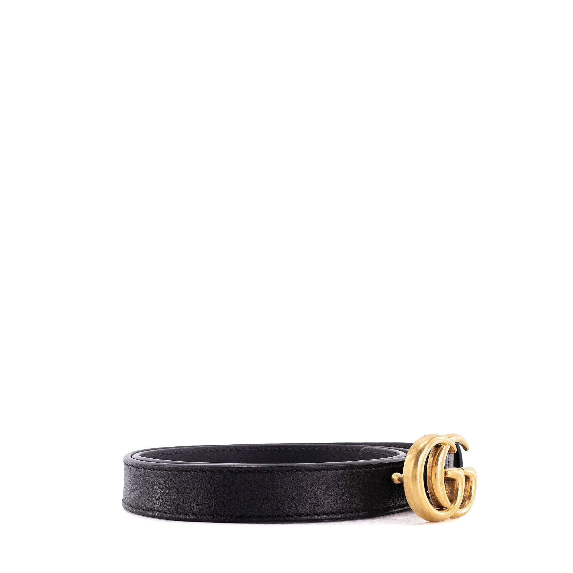 GUCCI - Ceinture GG Marmont fine Gucci en cuir noir (T70)