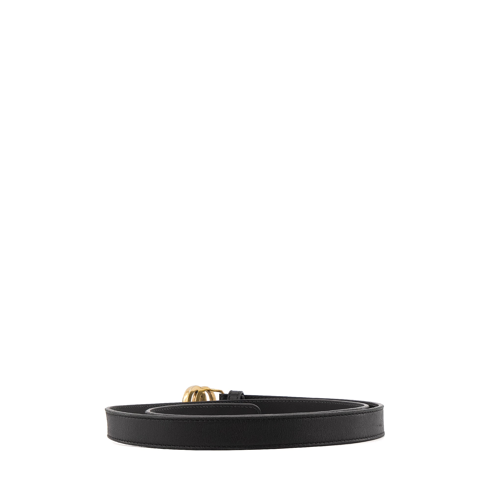 GUCCI - Ceinture GG Marmont fine Gucci en cuir noir (T90)