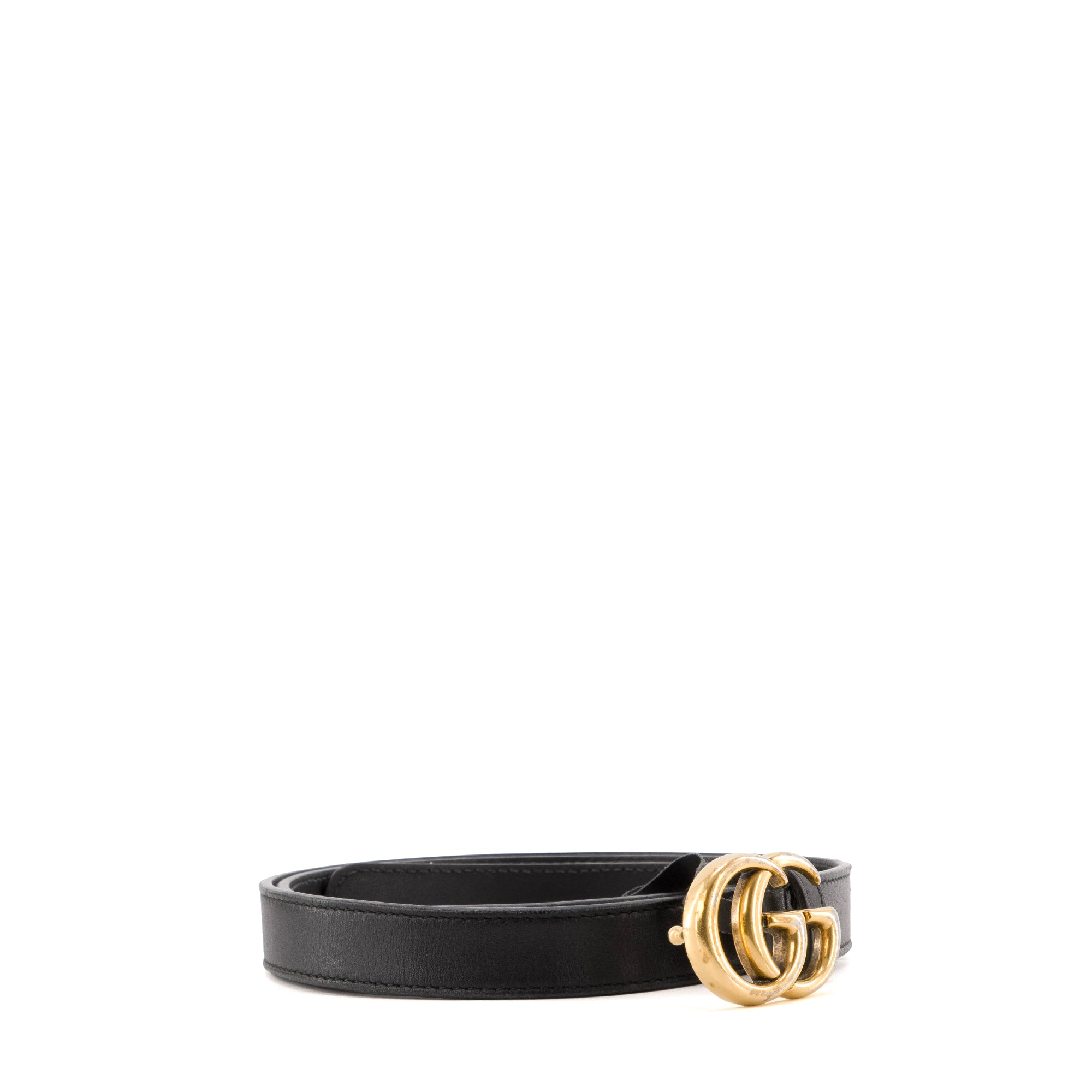 GUCCI - Ceinture GG Marmont fine Gucci en cuir noir (T90)