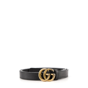 GUCCI - Ceinture GG Marmont fine Gucci en cuir noir (T90)