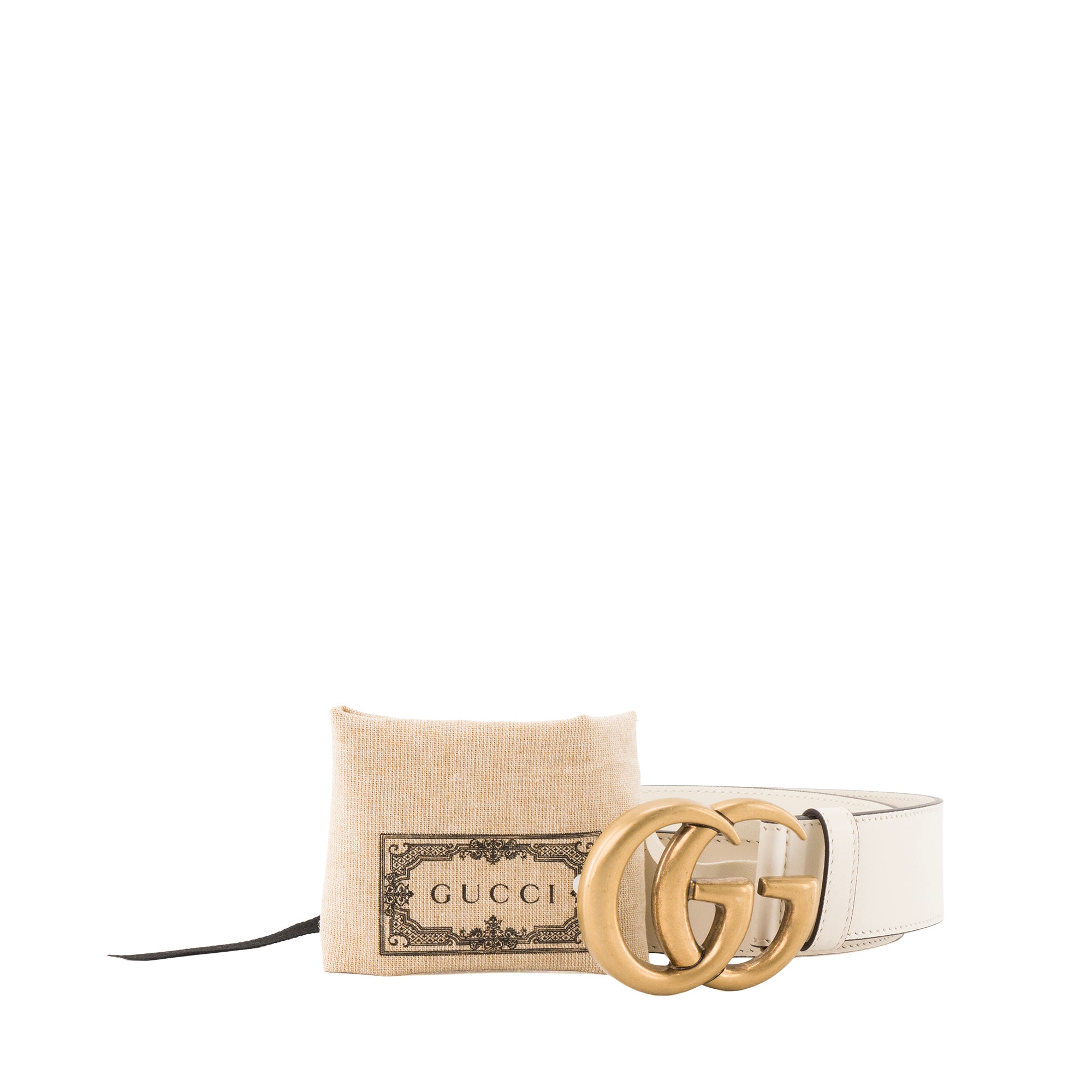 GUCCI - Ceinture GG Marmont Gucci en cuir blanc (T75)