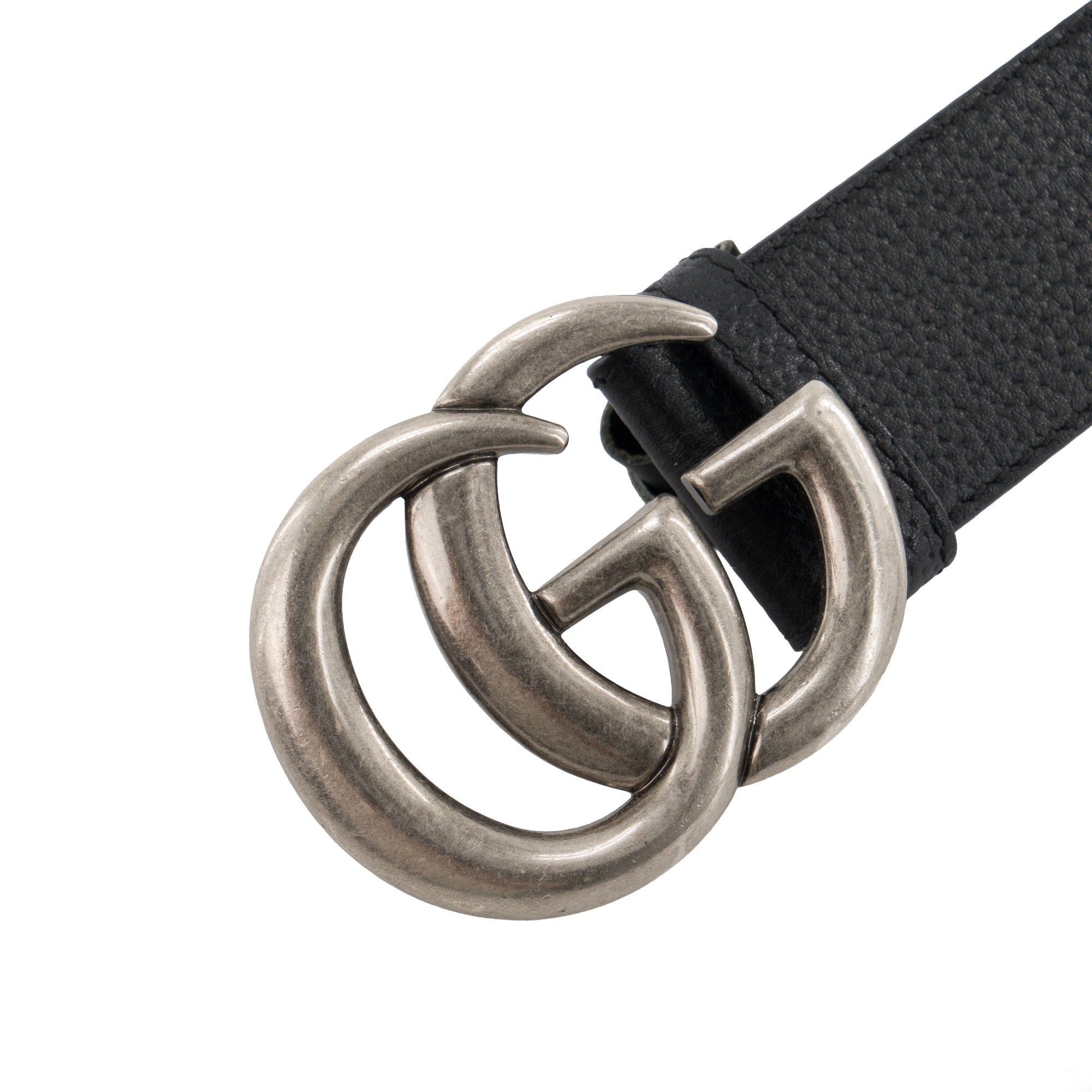 GUCCI - Ceinture GG Marmont Gucci en cuir grainé noir (T80)
