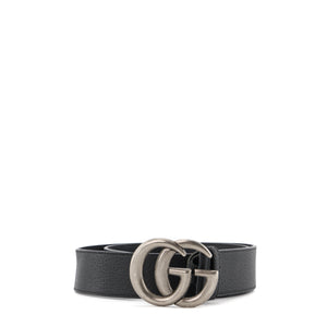 GUCCI - Ceinture GG Marmont Gucci en cuir grainé noir (T80)