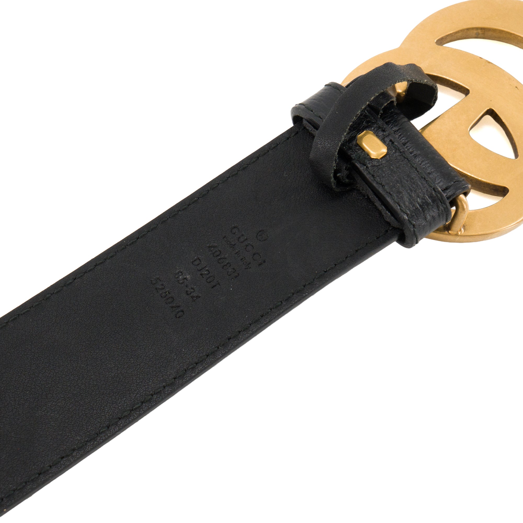 GUCCI - Ceinture GG Marmont Gucci en cuir grainé noir (T85)