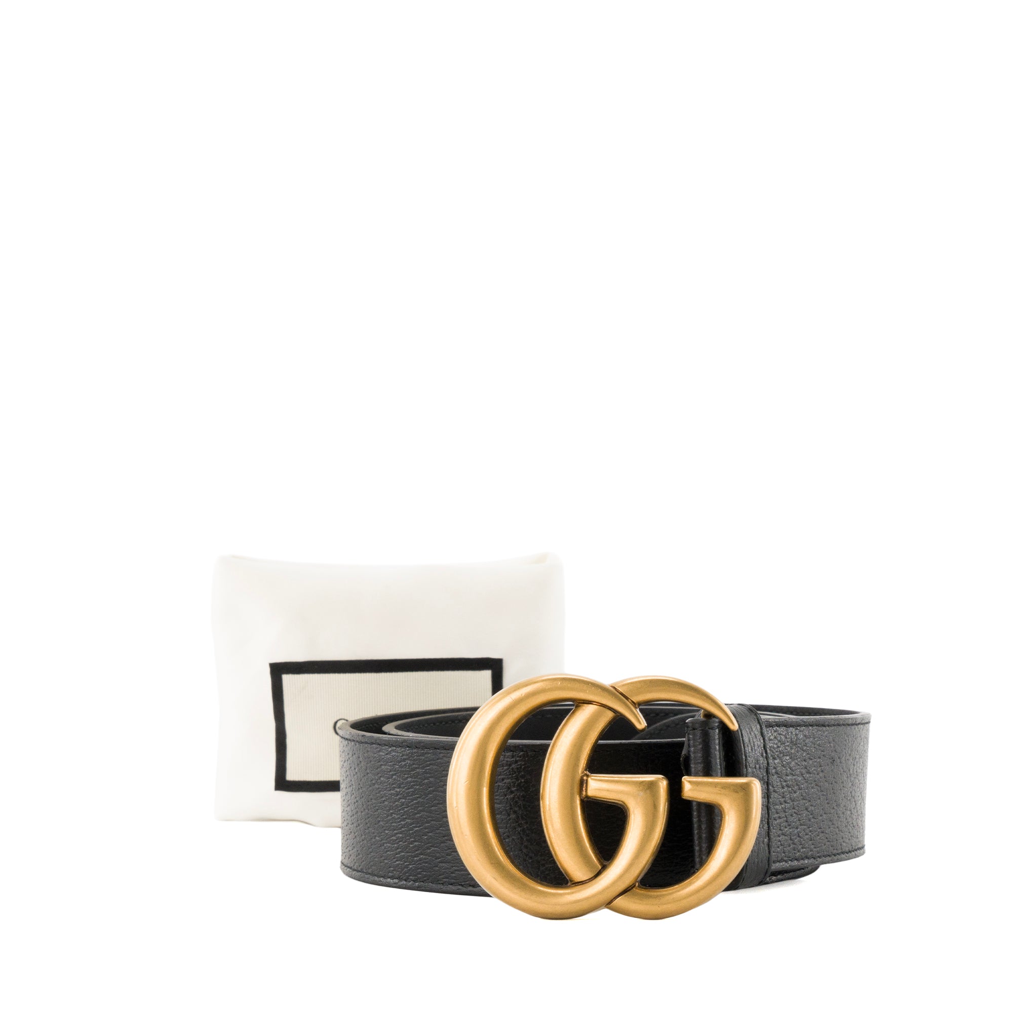 GUCCI - Ceinture GG Marmont Gucci en cuir grainé noir (T85)