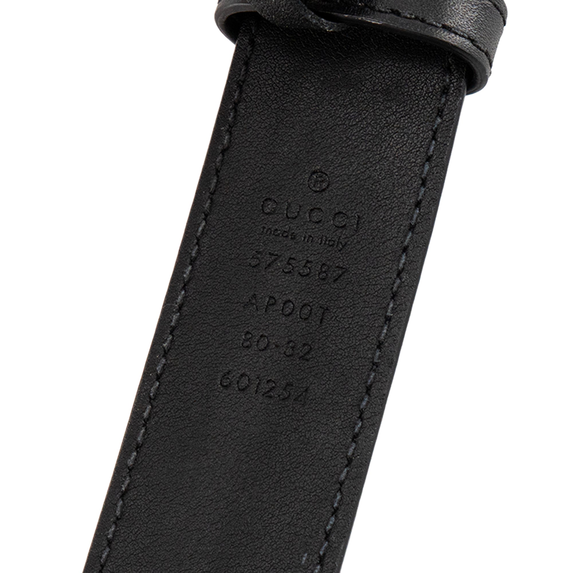 GUCCI - Ceinture GG Marmont Gucci en cuir lisse noir (T80)