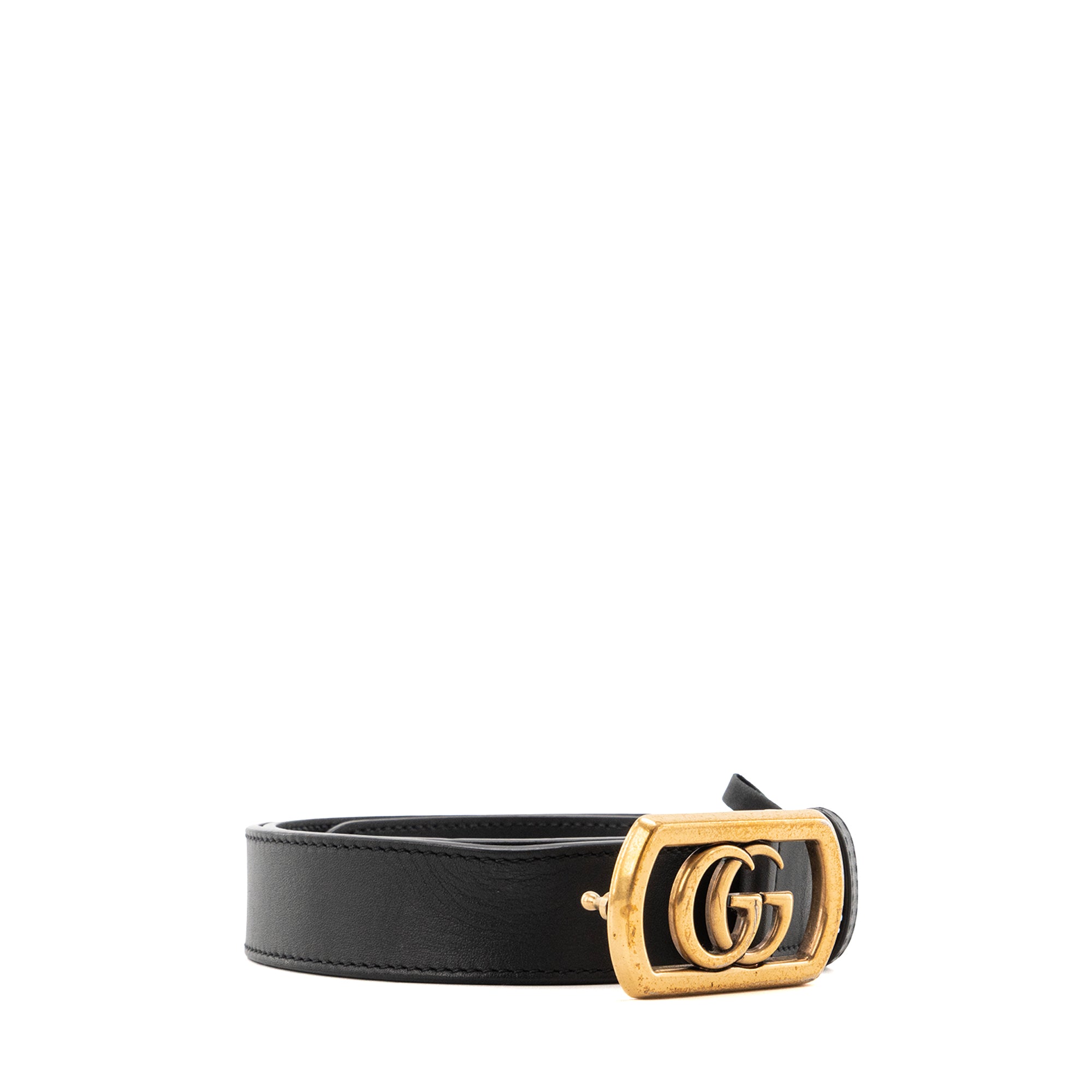 GUCCI - Ceinture GG Marmont Gucci en cuir lisse noir (T80)
