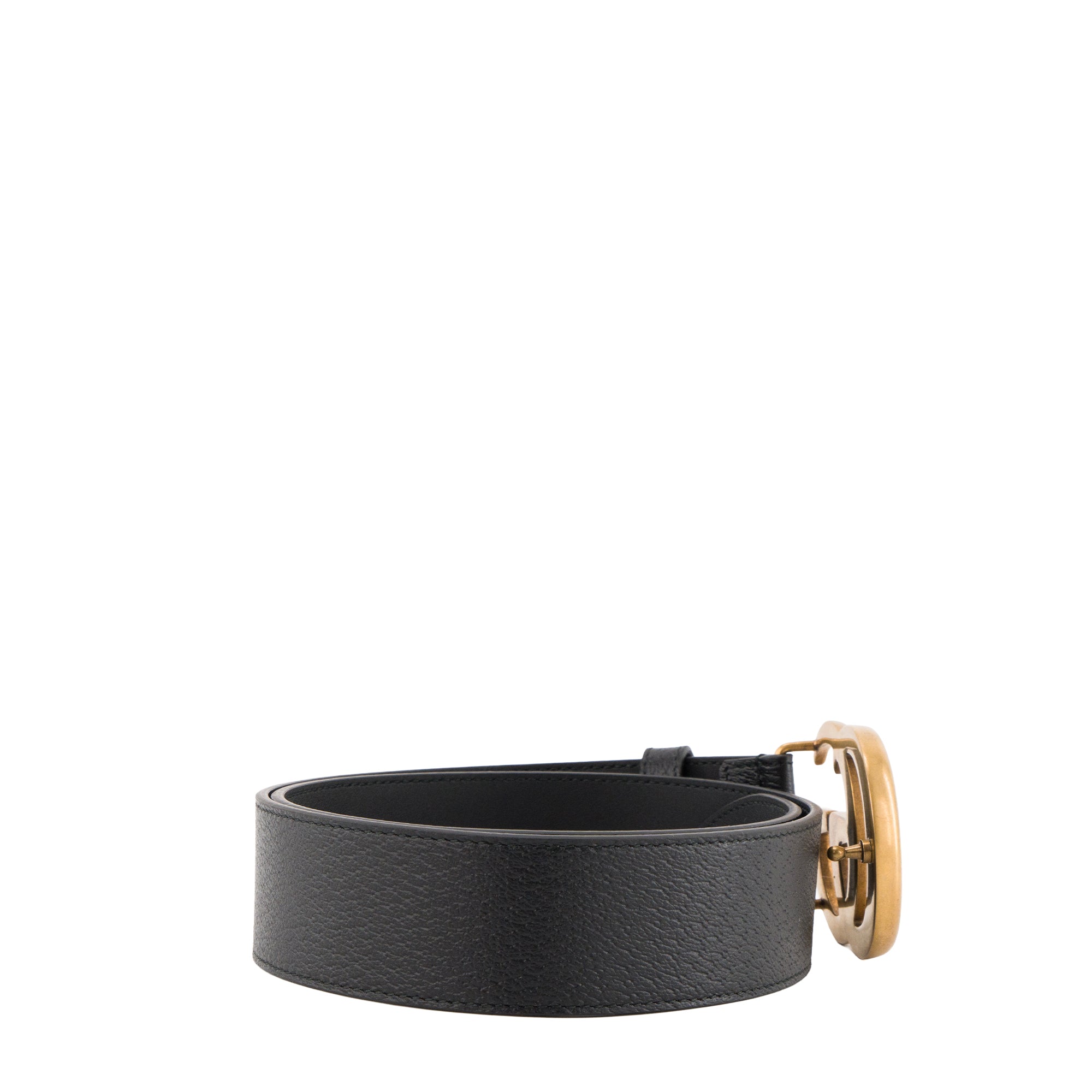 GUCCI - Ceinture GG Marmont Gucci en cuir grainé noir (T75)