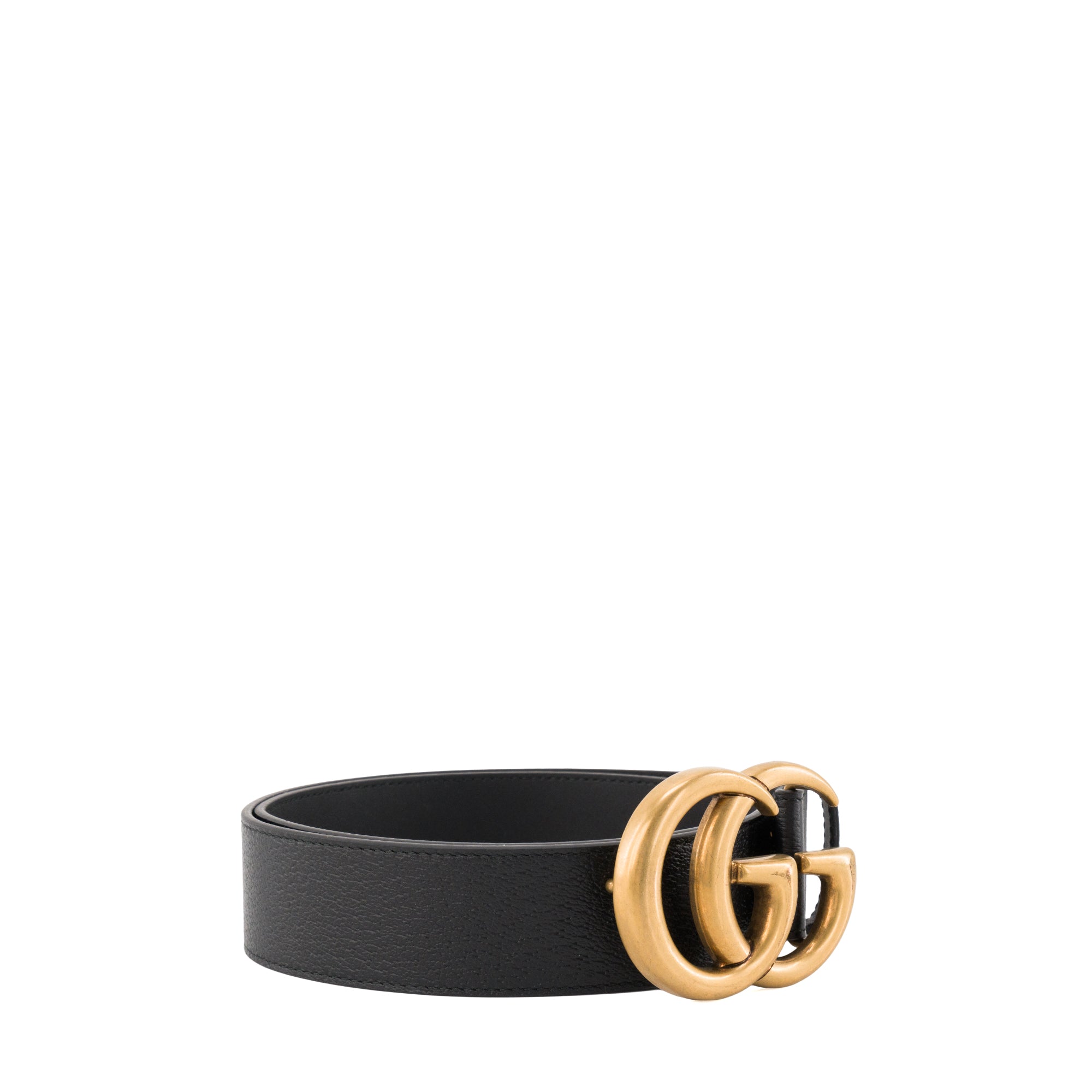 GUCCI - Ceinture GG Marmont Gucci en cuir grainé noir (T75)