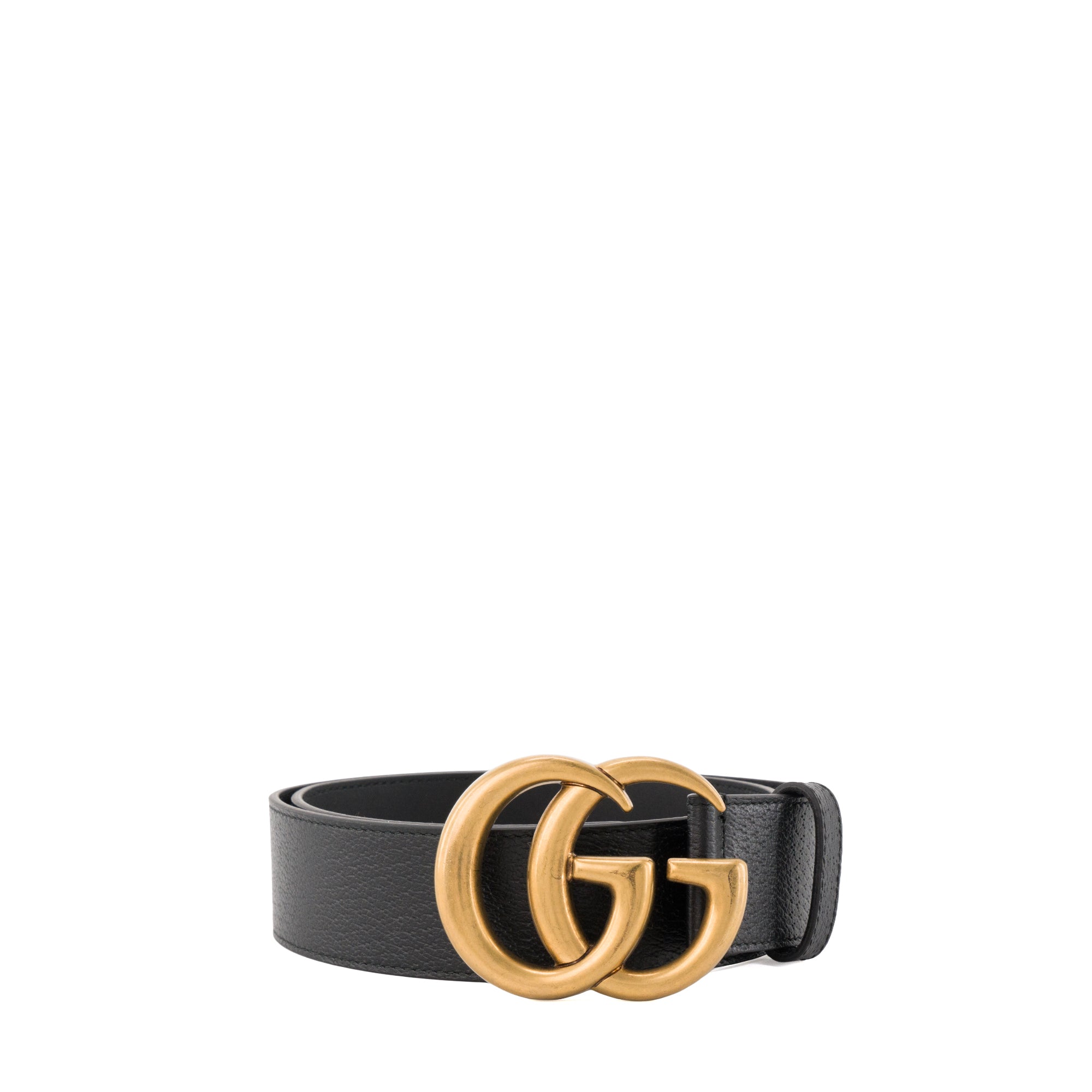 GUCCI - Ceinture GG Marmont Gucci en cuir grainé noir (T75)