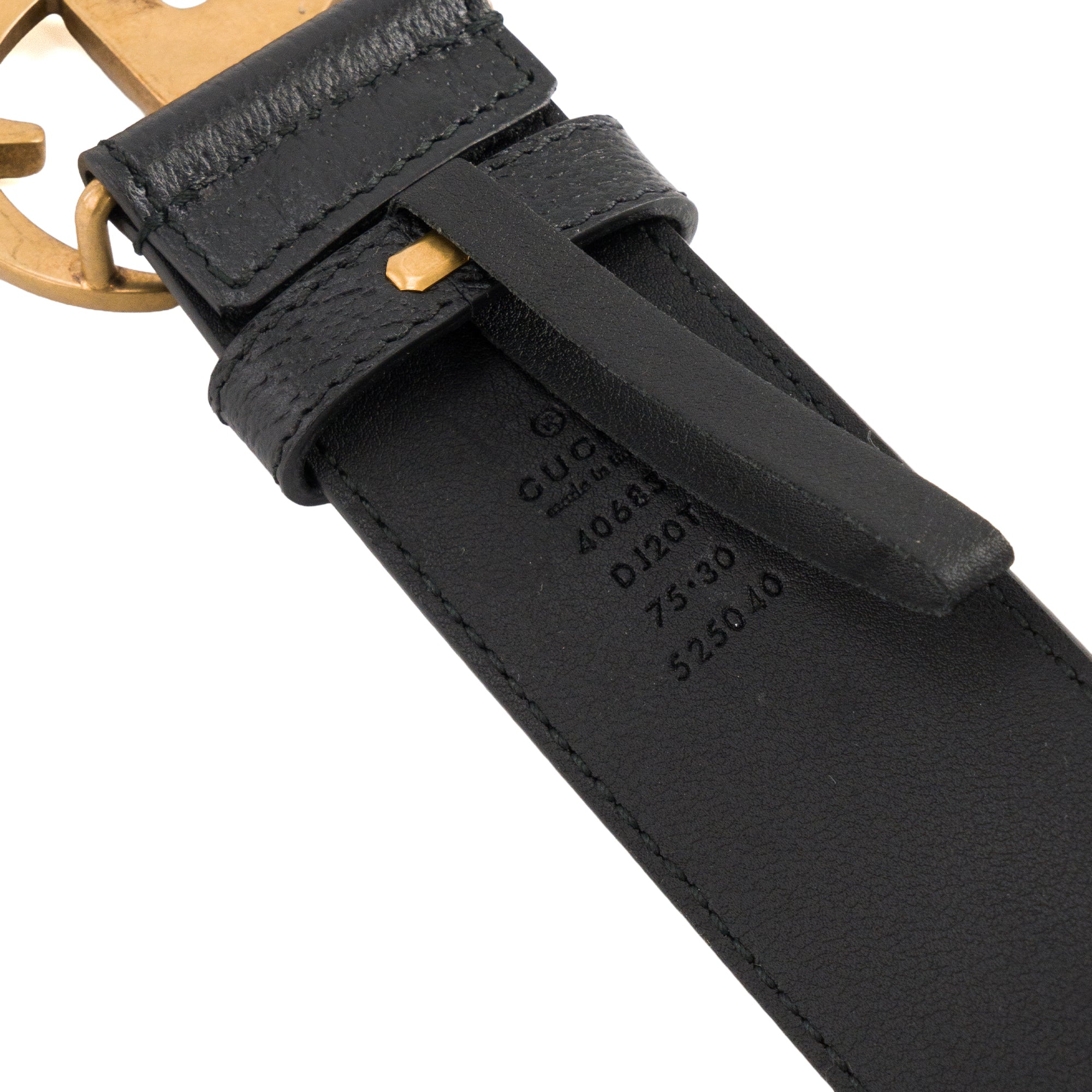 GUCCI - Ceinture GG Marmont Gucci en cuir grainé noir (T75)