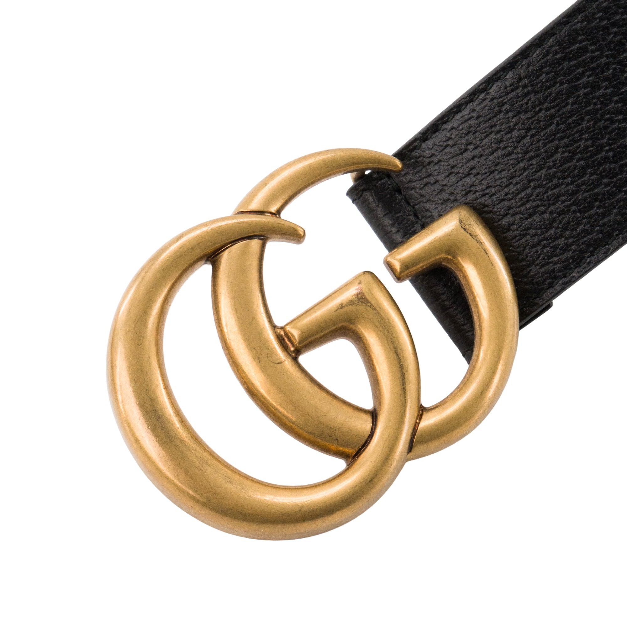 GUCCI - Ceinture GG Marmont Gucci en cuir grainé noir (T75)