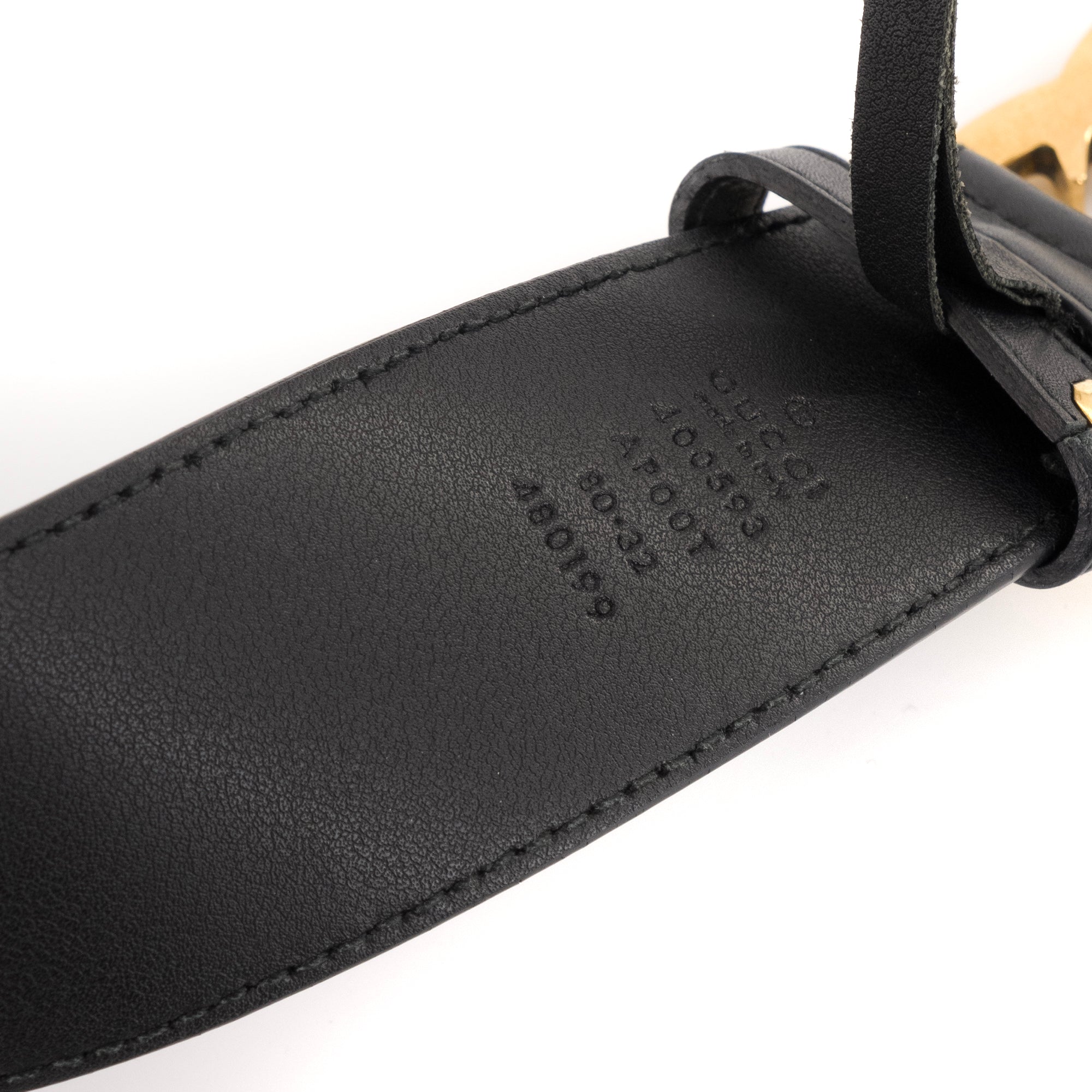 GUCCI - Ceinture GG Marmont Gucci en cuir noir (T80)