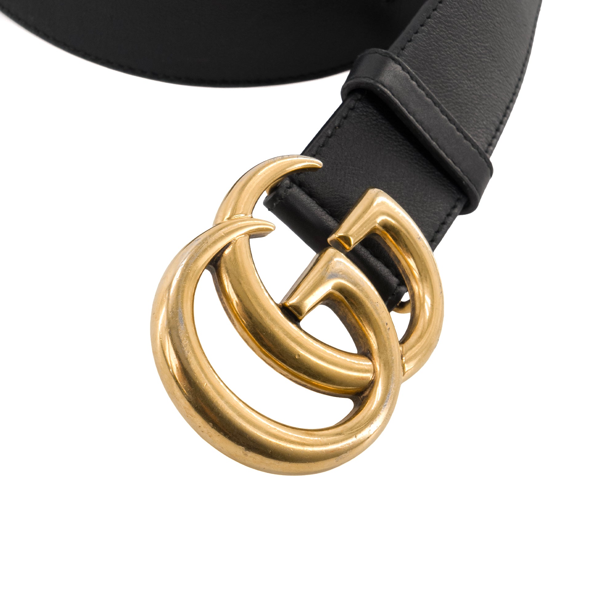 GUCCI - Ceinture GG Marmont Gucci en cuir noir (T80)