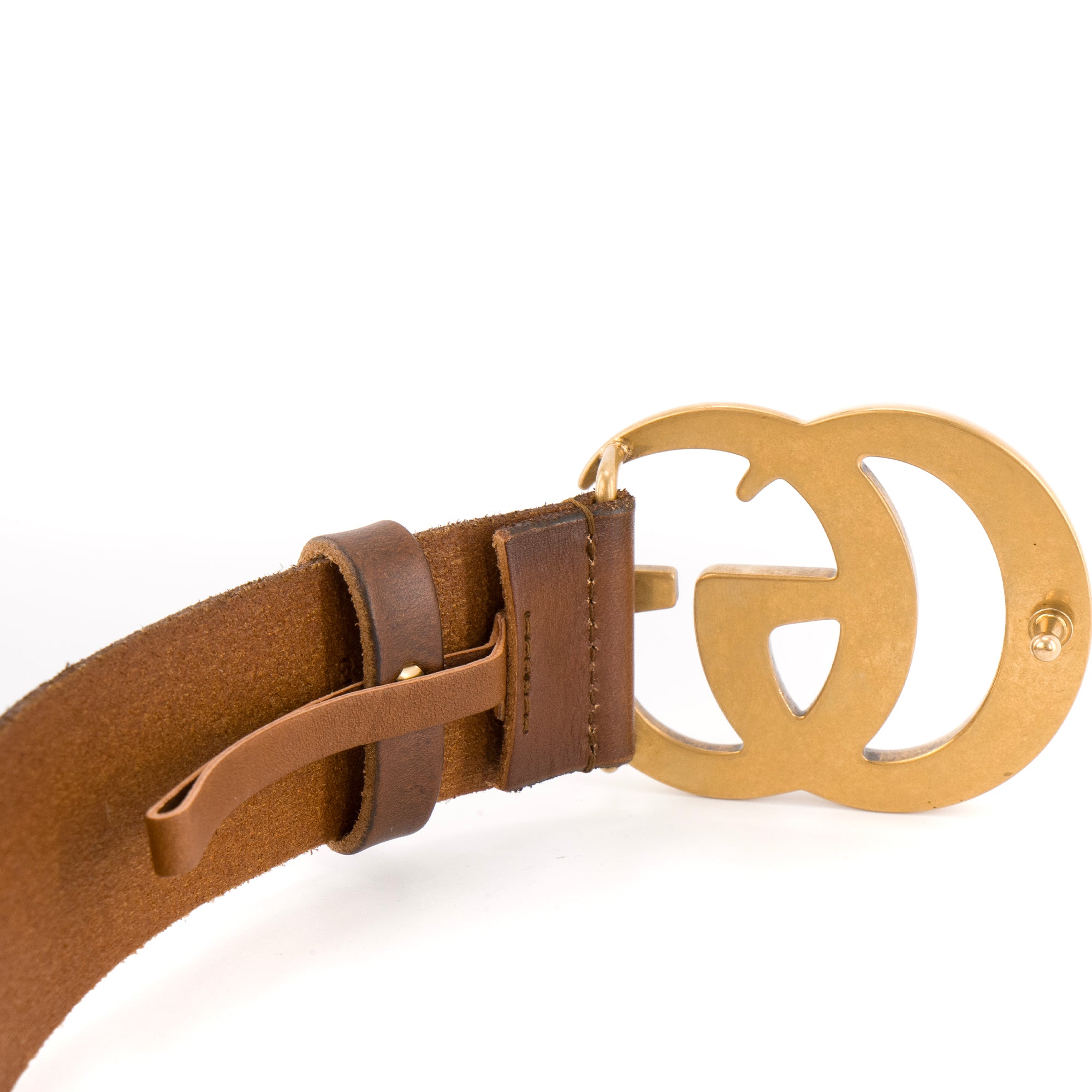 GUCCI - Ceinture GG Marmont large Gucci en cuir marron (T70)