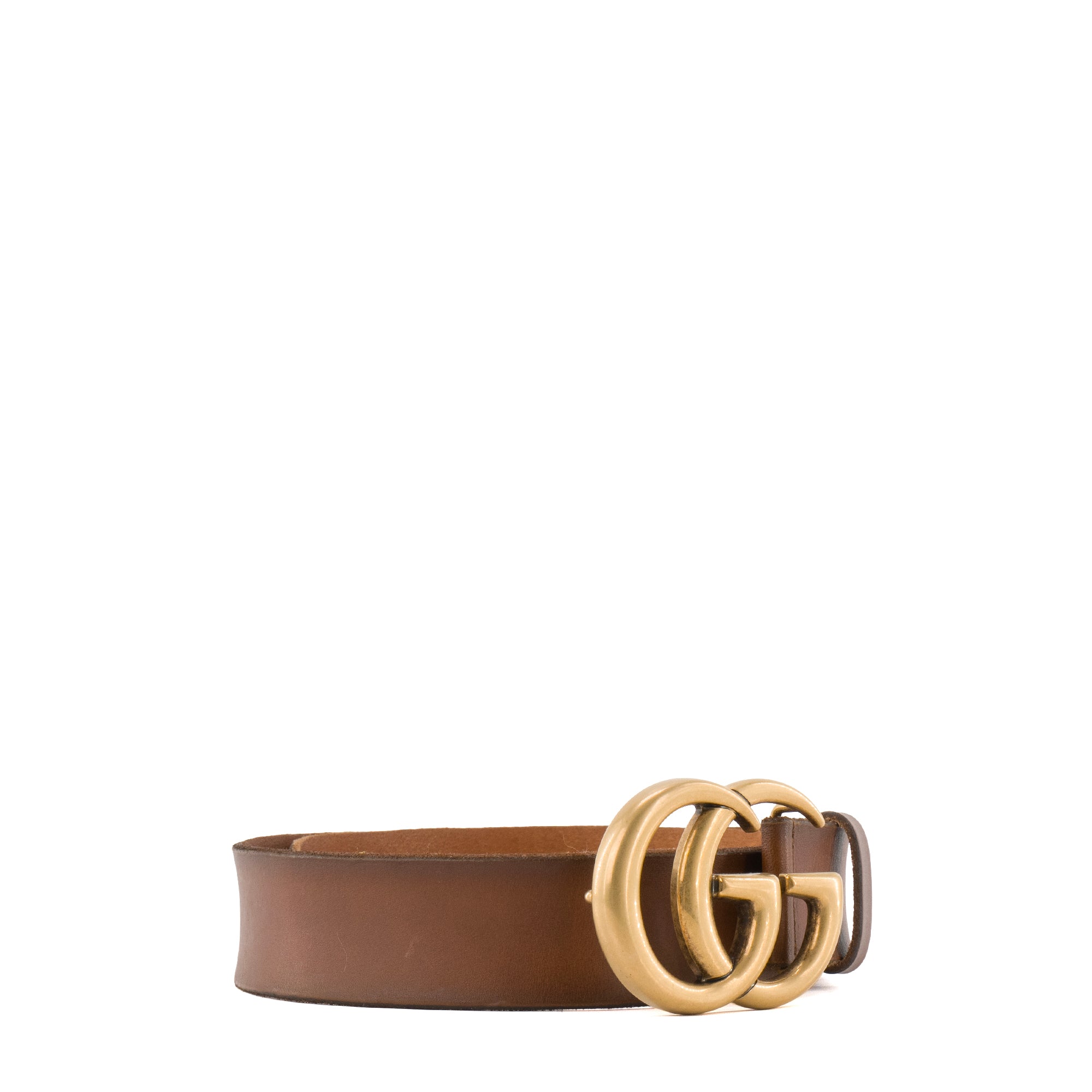 GUCCI - Ceinture GG Marmont large Gucci en cuir marron (T70)