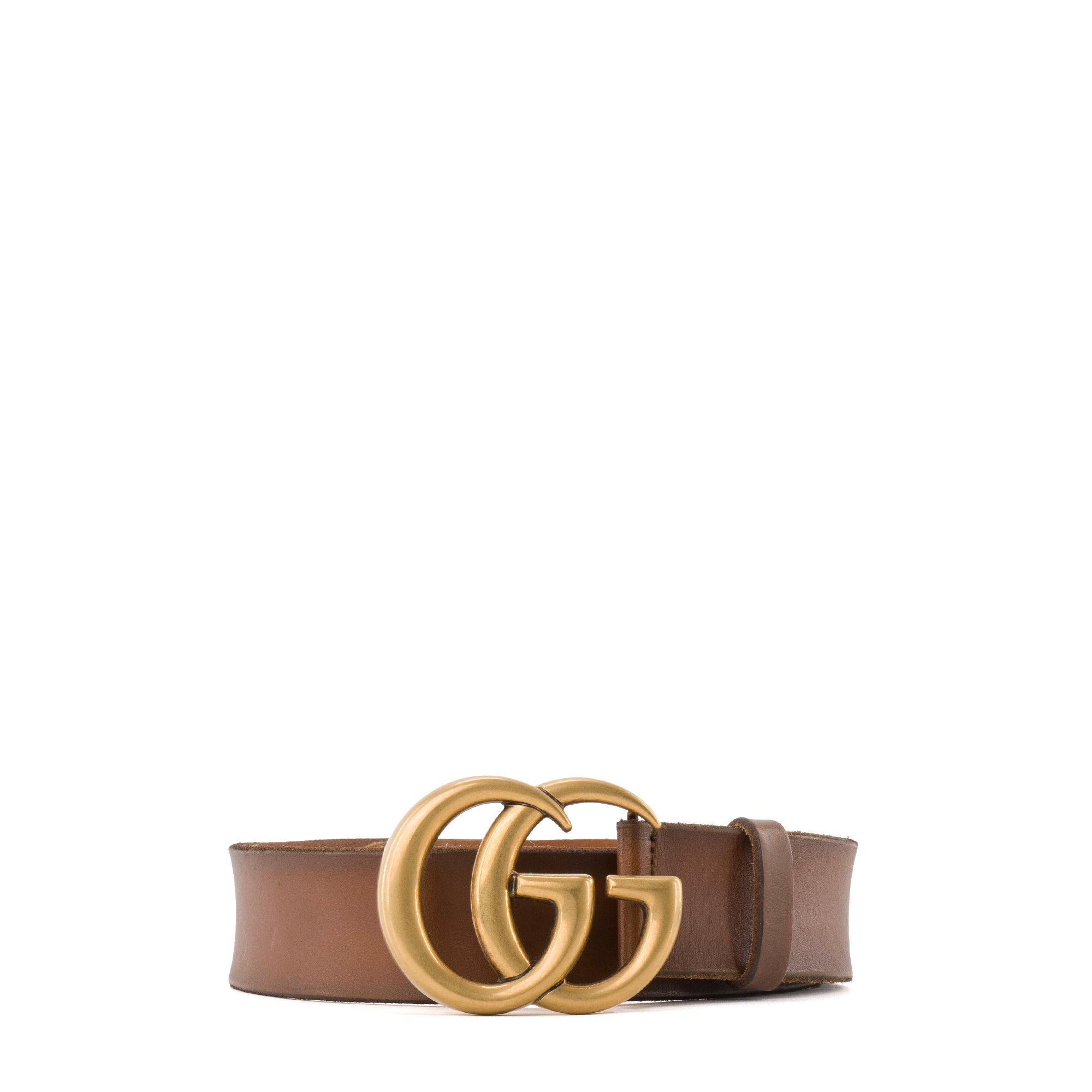 GUCCI - Ceinture GG Marmont large Gucci en cuir marron (T70)