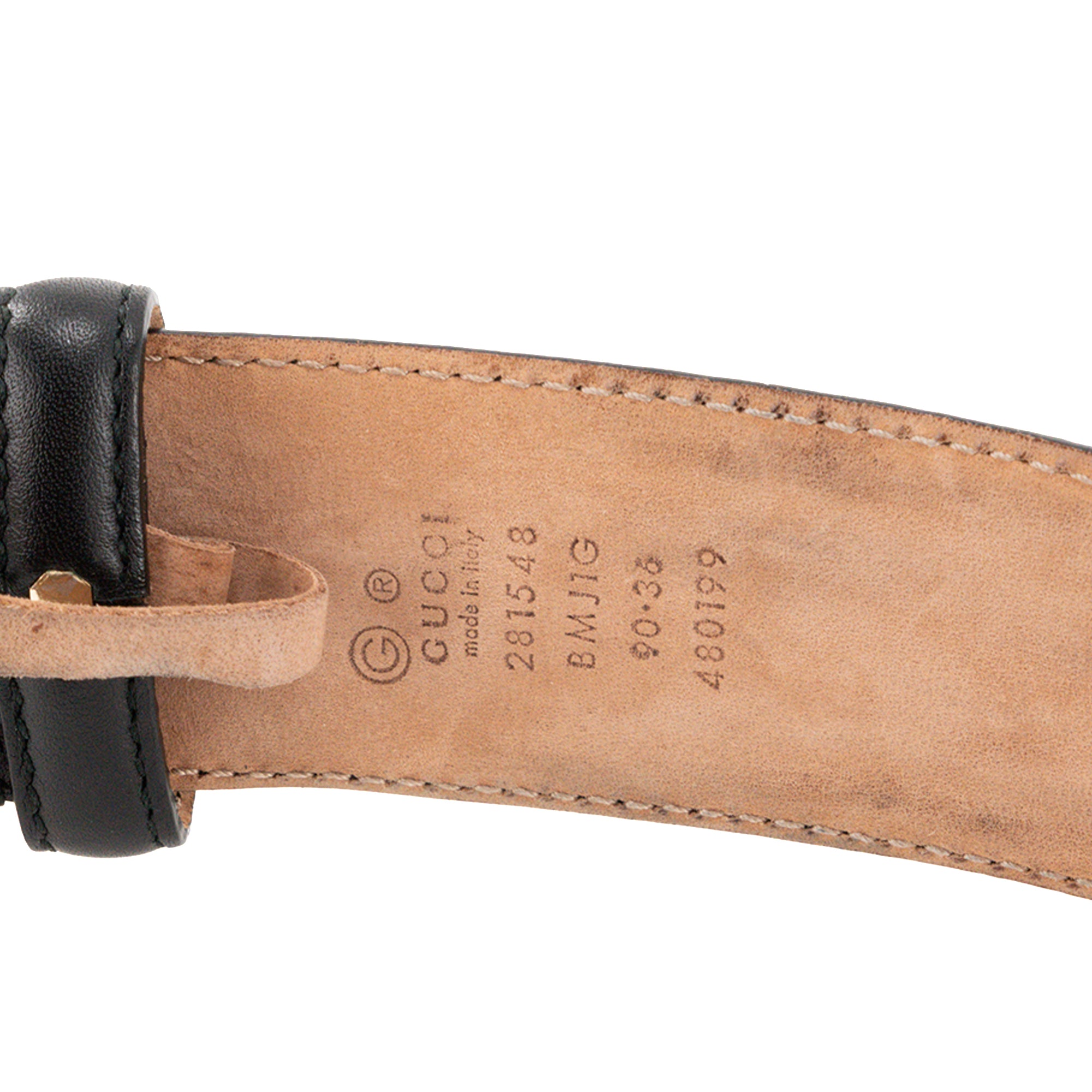 GUCCI - Ceinture Gucci en cuir embossé monogramme noir (T90)