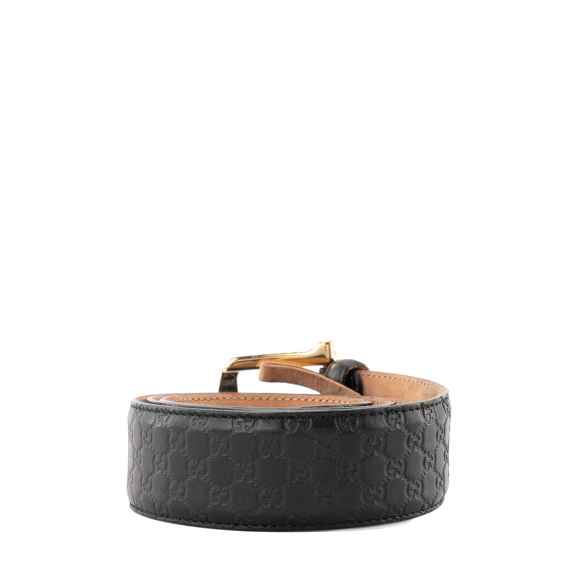 GUCCI - Ceinture Gucci en cuir embossé monogramme noir (T90)