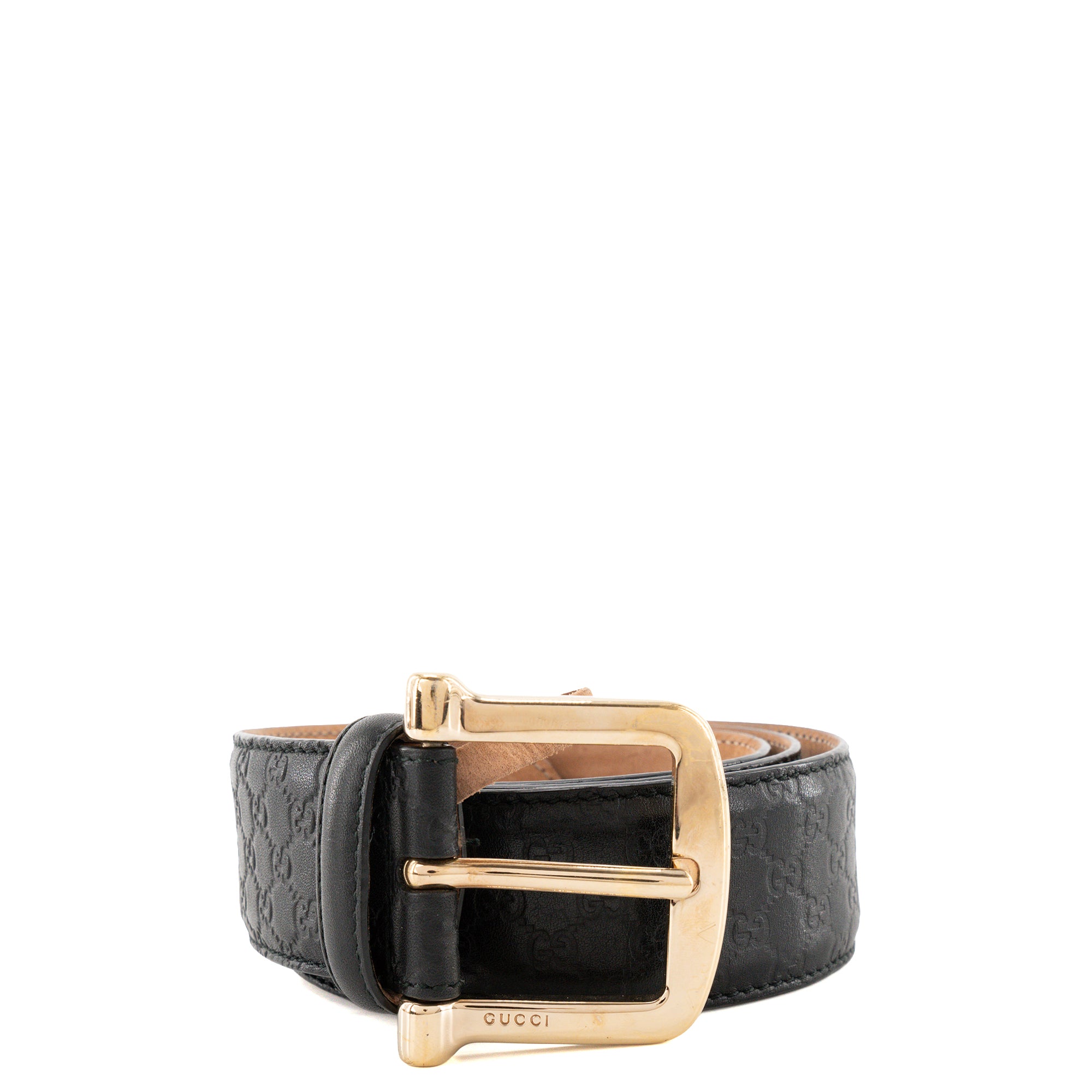GUCCI - Ceinture Gucci en cuir embossé monogramme noir (T90)