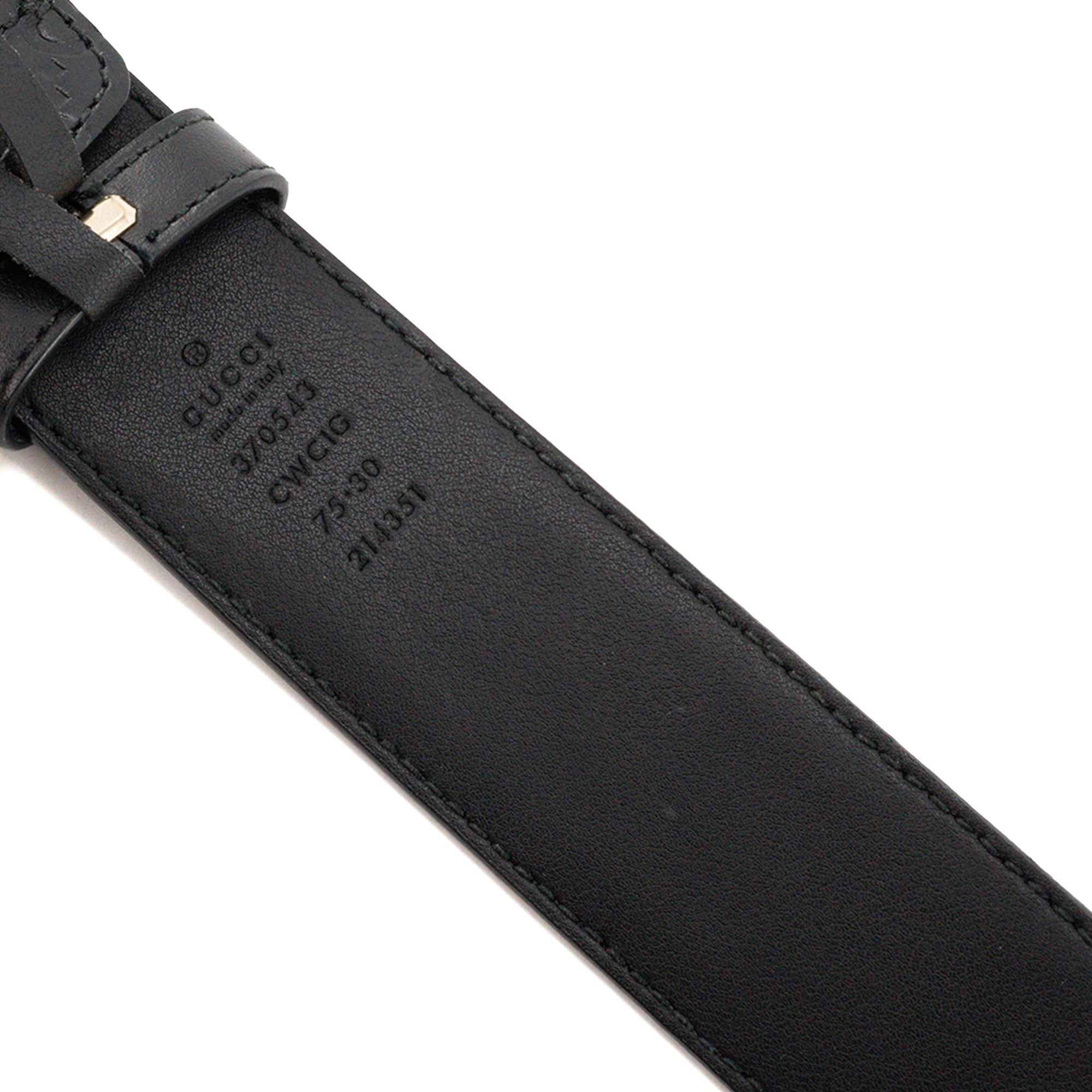 GUCCI - Ceinture Interlocking Gucci en cuir empreinte noir (T75)