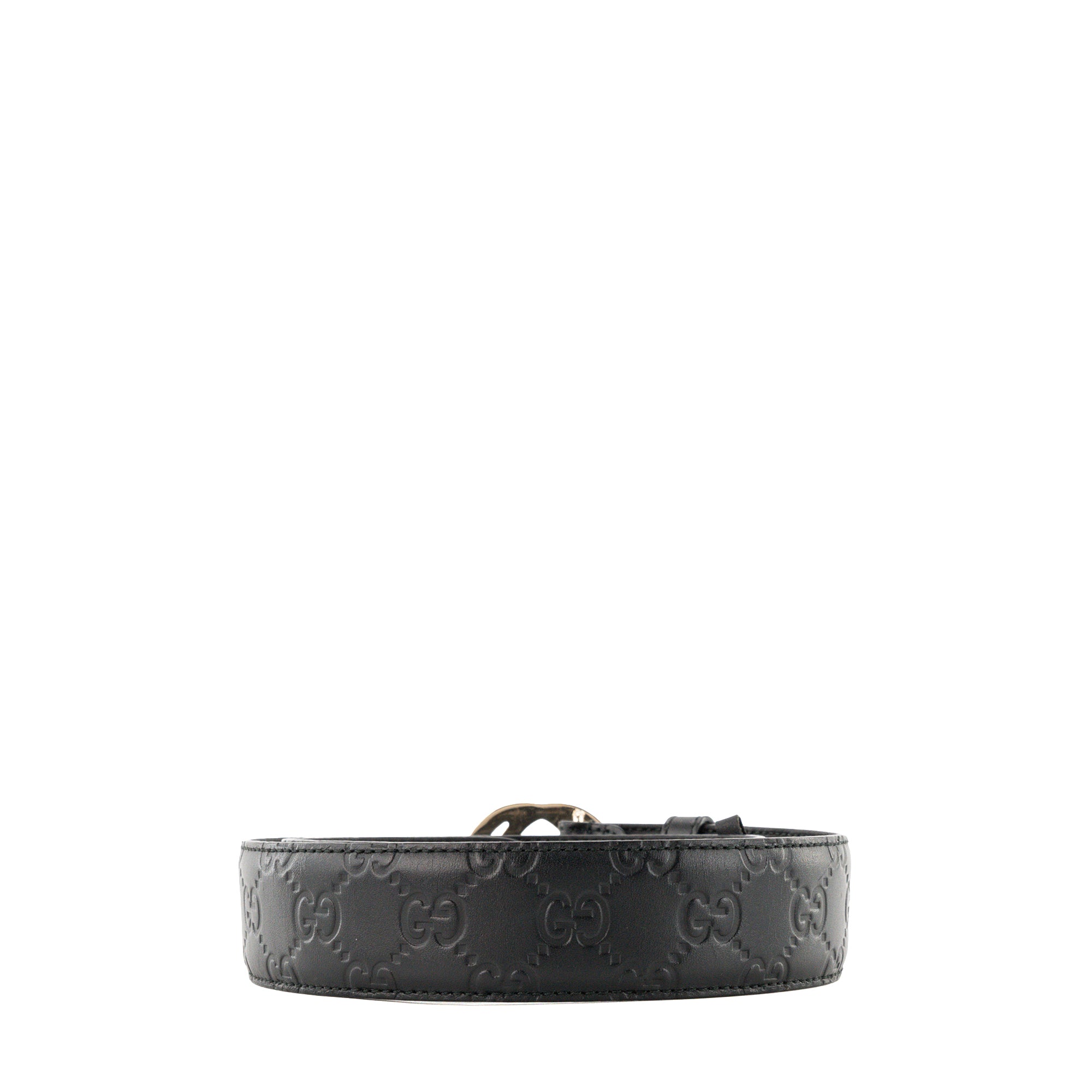 GUCCI - Ceinture Interlocking Gucci en cuir empreinte noir (T75)