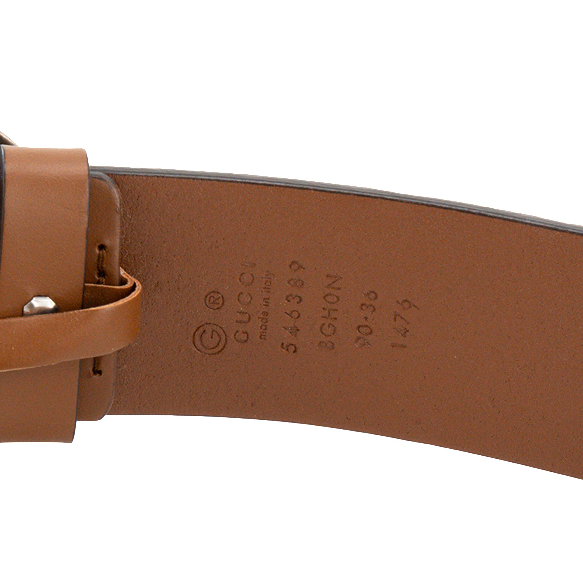 GUCCI - Ceinture Interlocking Gucci en cuir lisse marron (T90)
