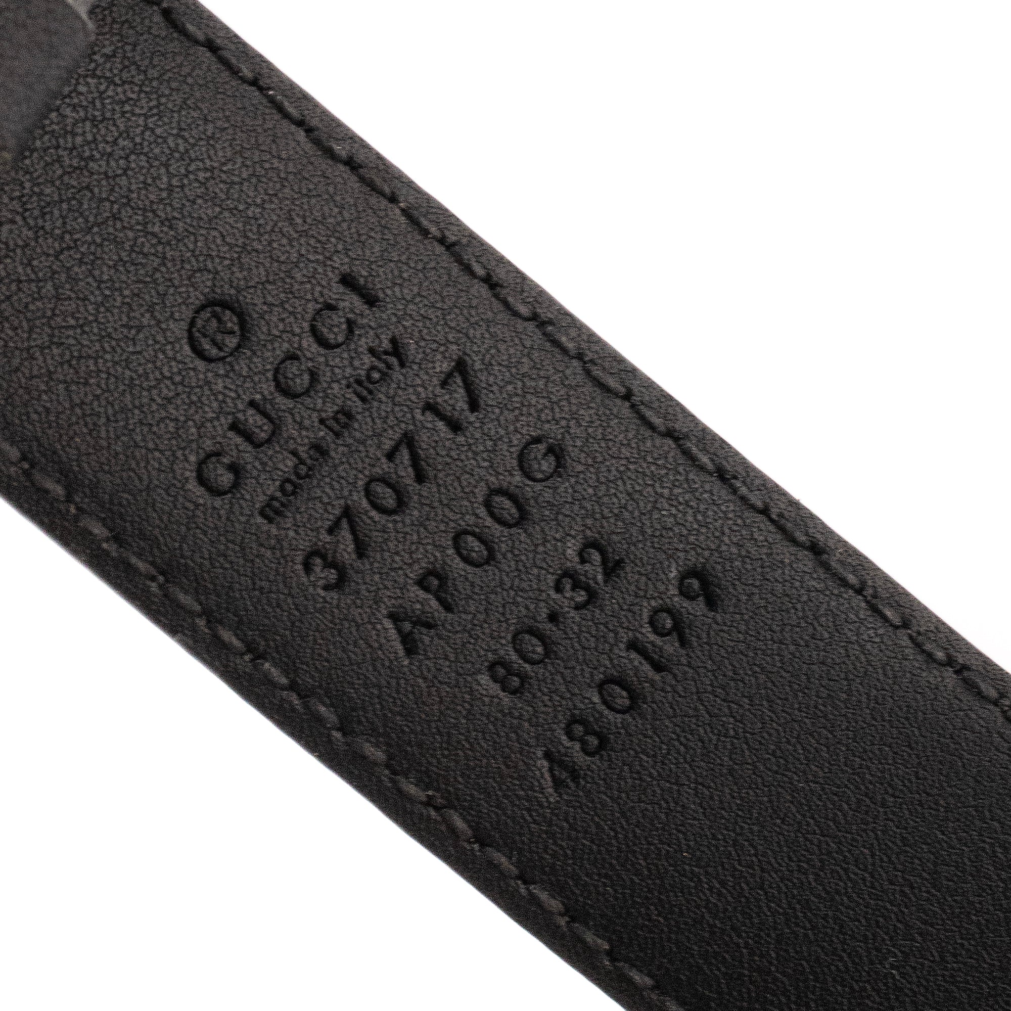 GUCCI - Ceinture Interlocking Gucci en cuir lisse noir (T80)