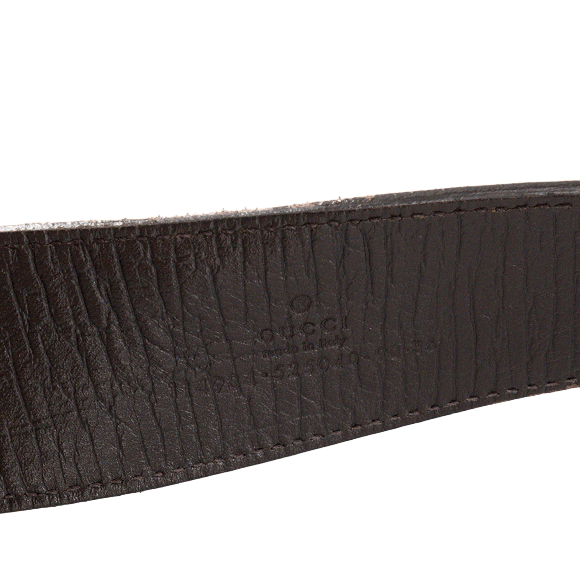 GUCCI - Ceinture Interlocking Gucci en toile enduite monogrammée marron (T90)