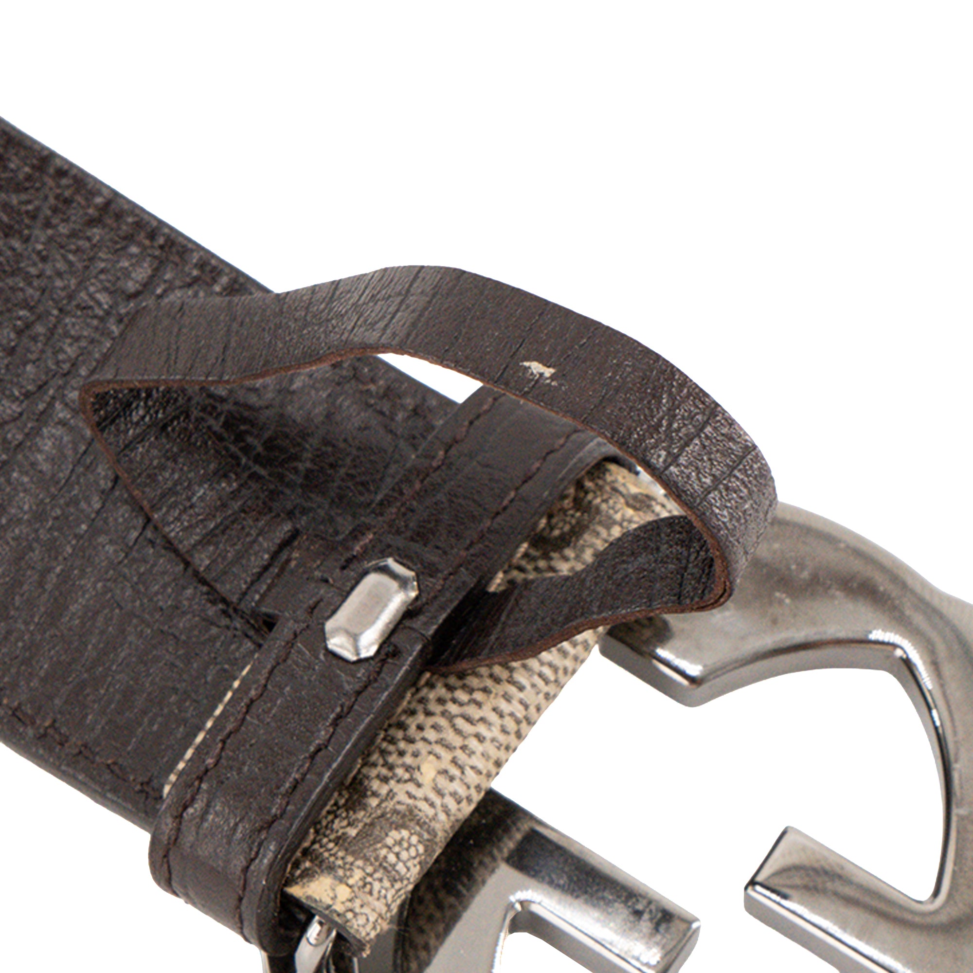 GUCCI - Ceinture Interlocking Gucci en toile enduite monogrammée marron (T90)