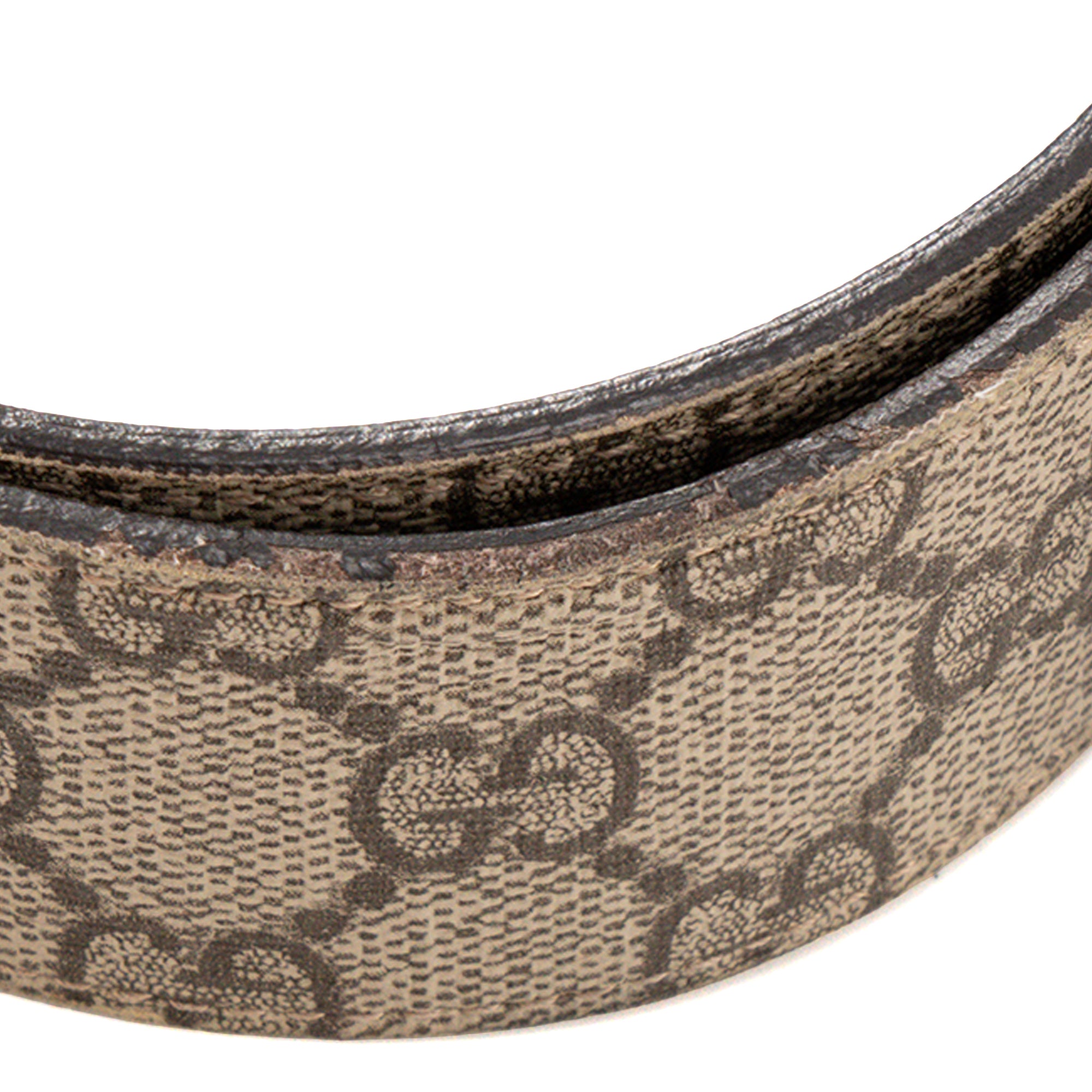 GUCCI - Ceinture Interlocking Gucci en toile enduite monogrammée marron (T90)