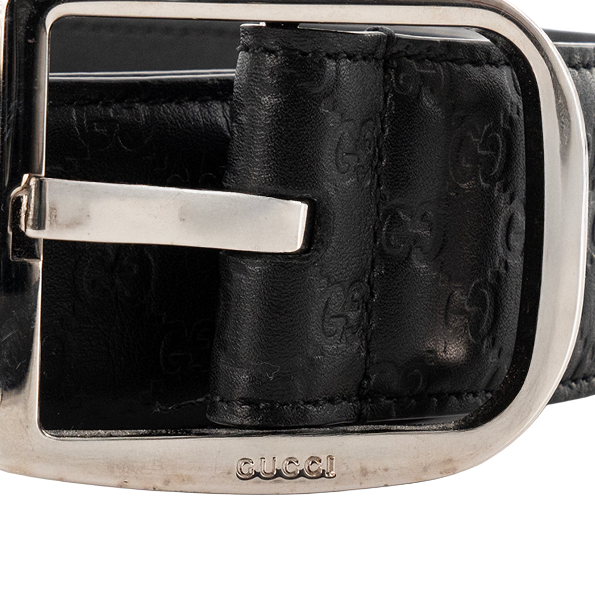 GUCCI - Ceinture Large GG Gucci en cuir monogrammé noir (T115)
