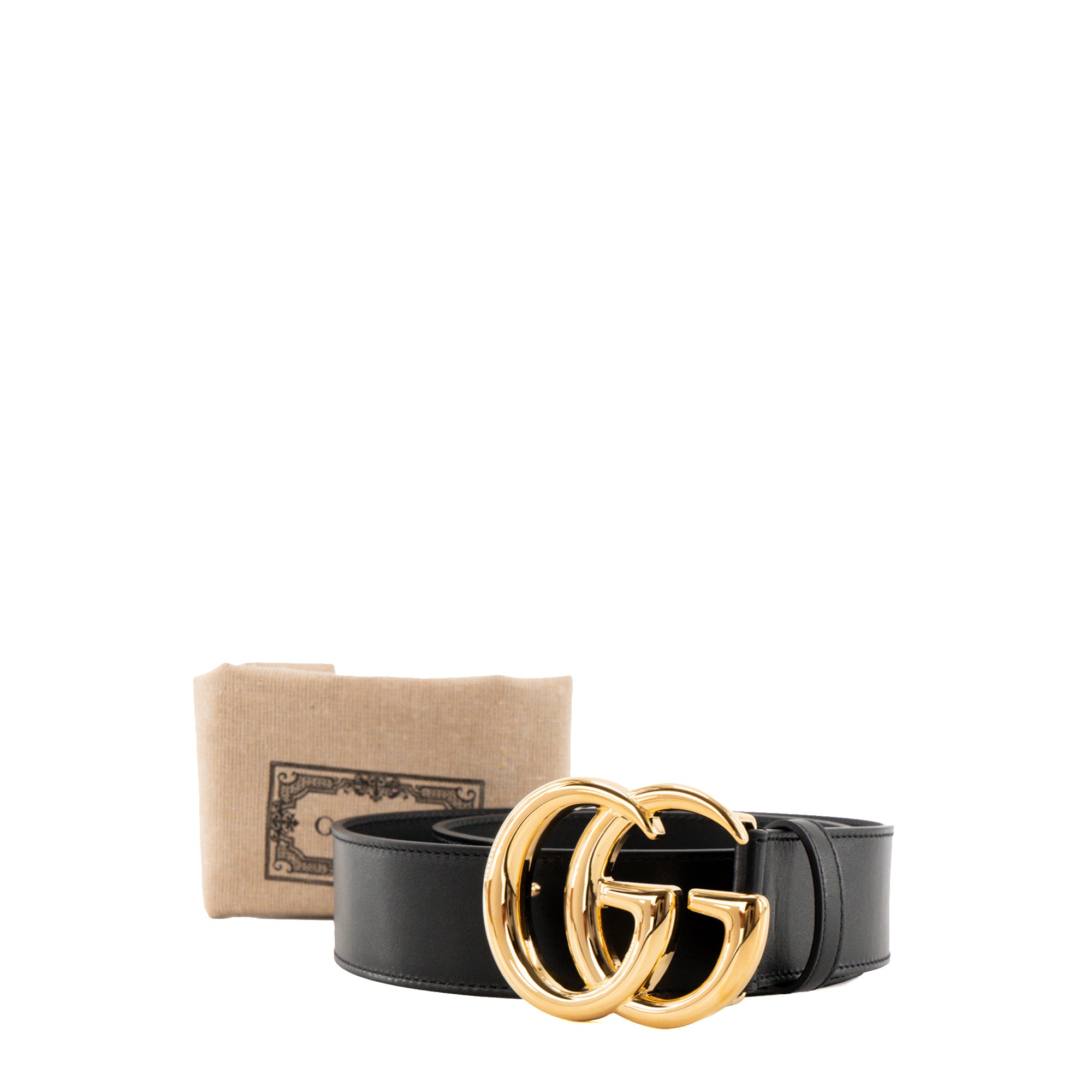 GUCCI - Ceinture Marmont Gucci en cuir lisse noir (T75)