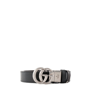GUCCI - Ceinture réversible Marmont Gucci en cuir grainé noir et marron (T75)