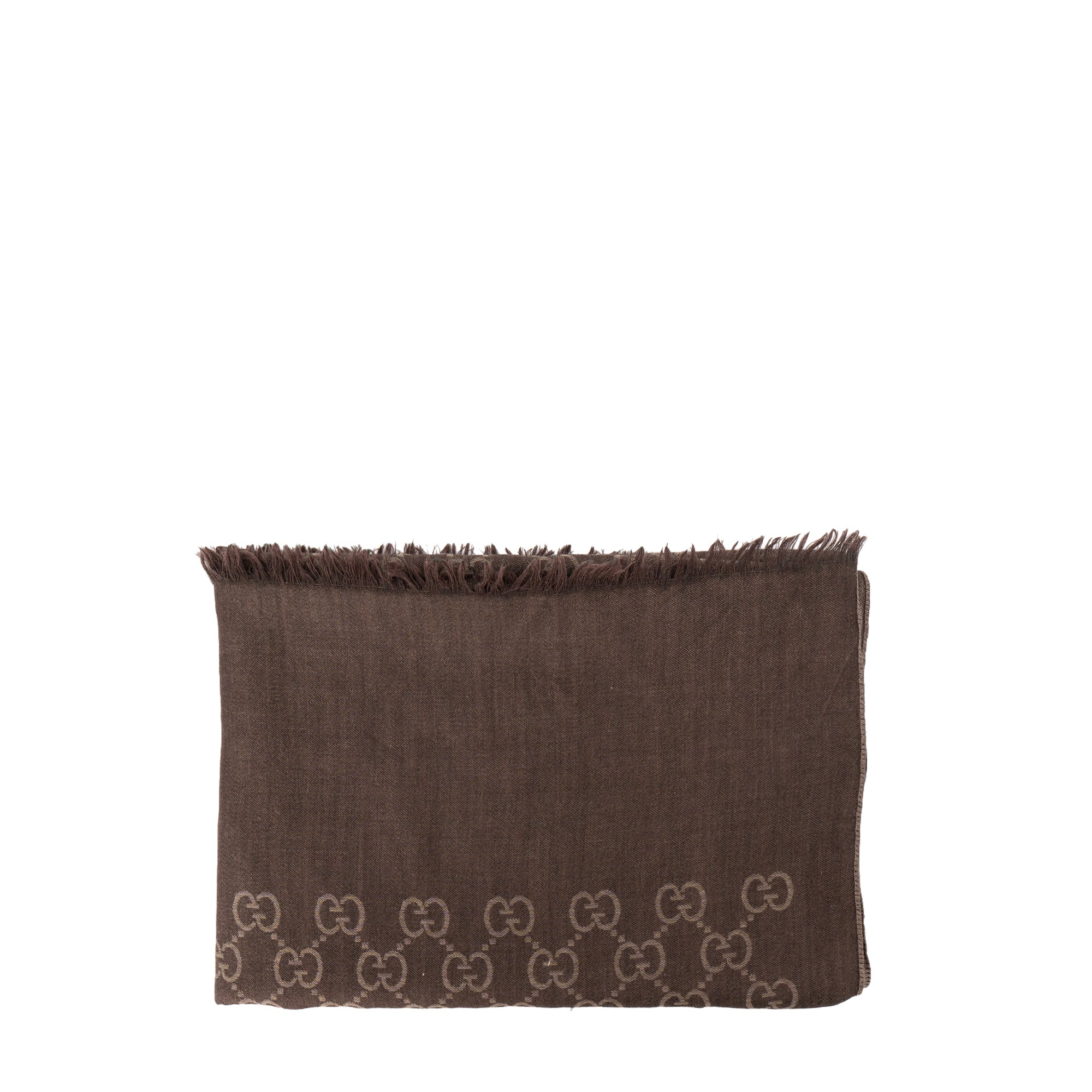 GUCCI - Châle en jacquard GG Gucci en laine et soie marron