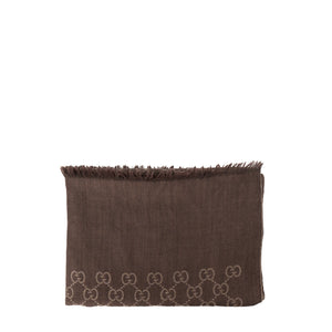 GUCCI - Châle en jacquard GG Gucci en laine et soie marron