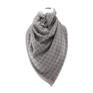 GUCCI - Châle Gucci en laine monogrammée grise