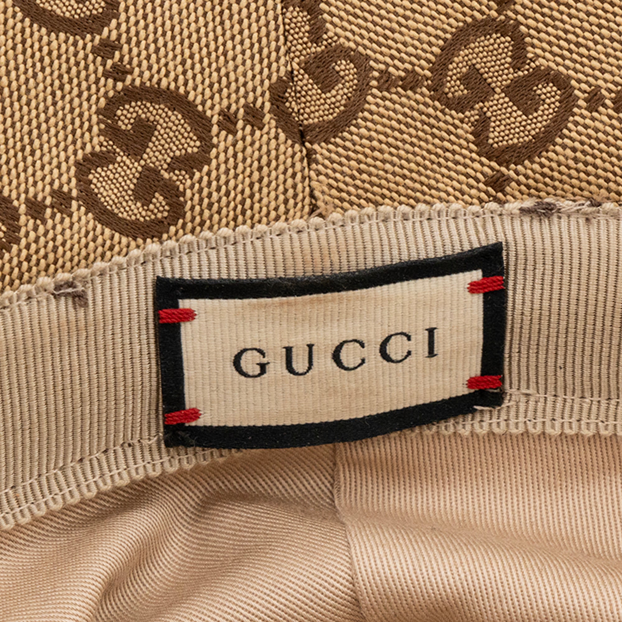 GUCCI - Bob Fedora Gucci en toile monogrammée beige et cuir grainé marron (M)