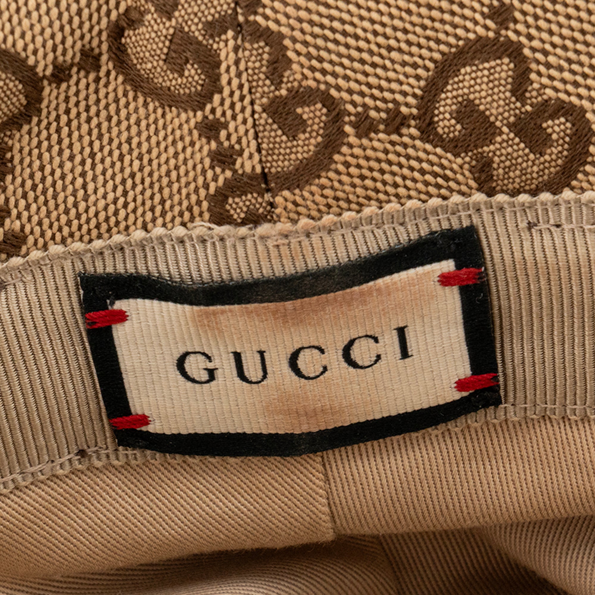 GUCCI - Chapeau Fedora Gucci en toile monogrammée beige et cuir grainé marron (M)