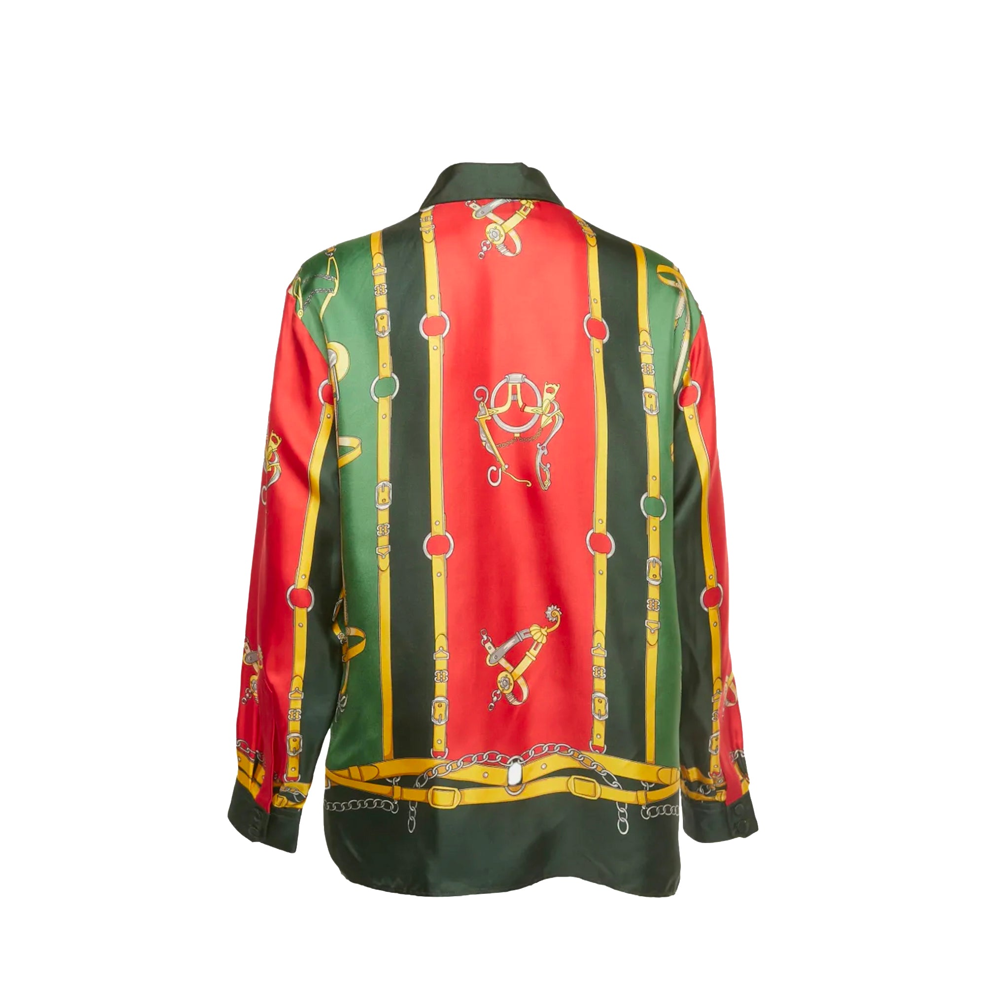 GUCCI - Chemise Gucci en soie verte, jaune et rouge (T42)