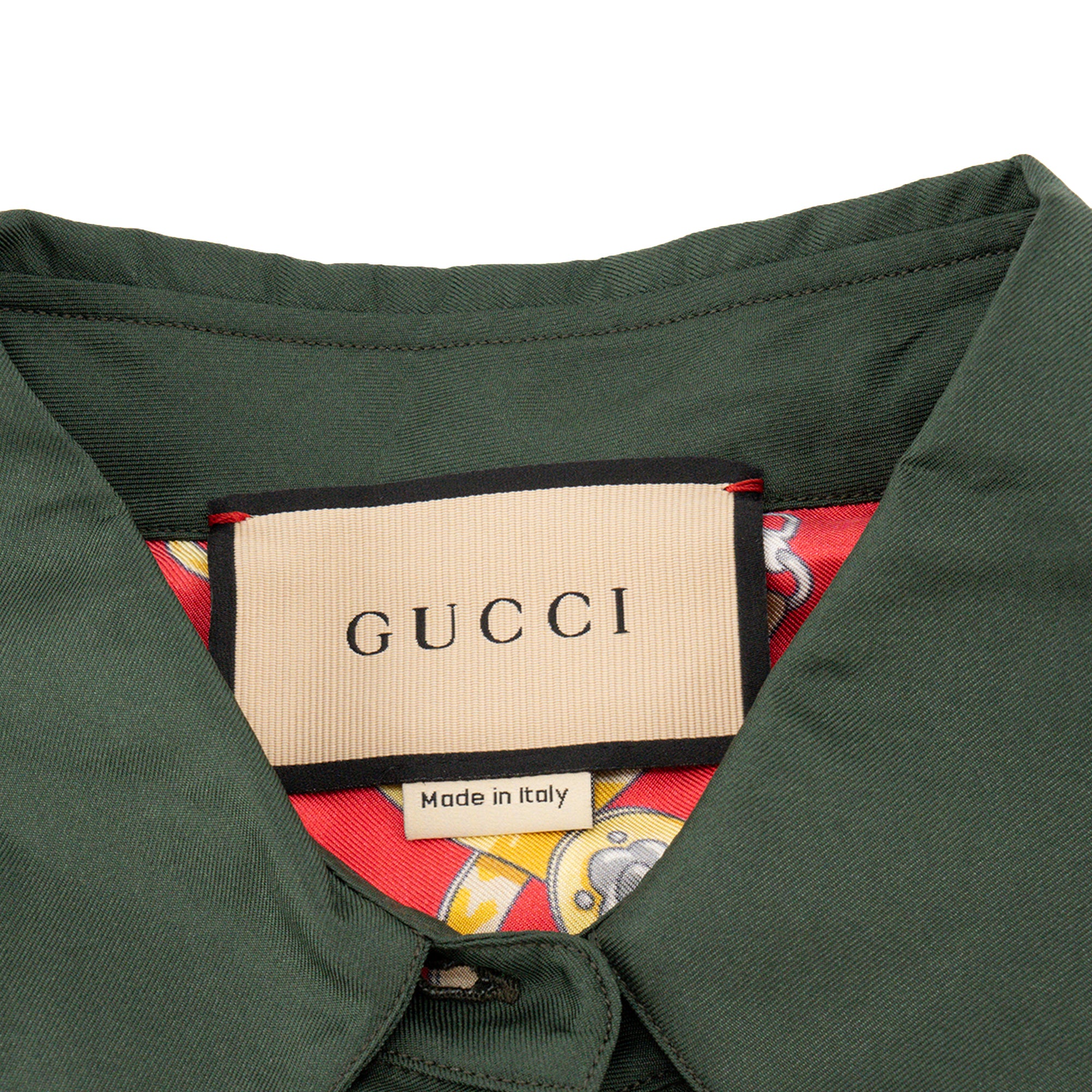 GUCCI - Chemise Gucci en soie verte, jaune et rouge (T42)