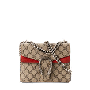 GUCCI - Sac à bandoulière Dionysus PM Gucci en toile enduite et daim rouge