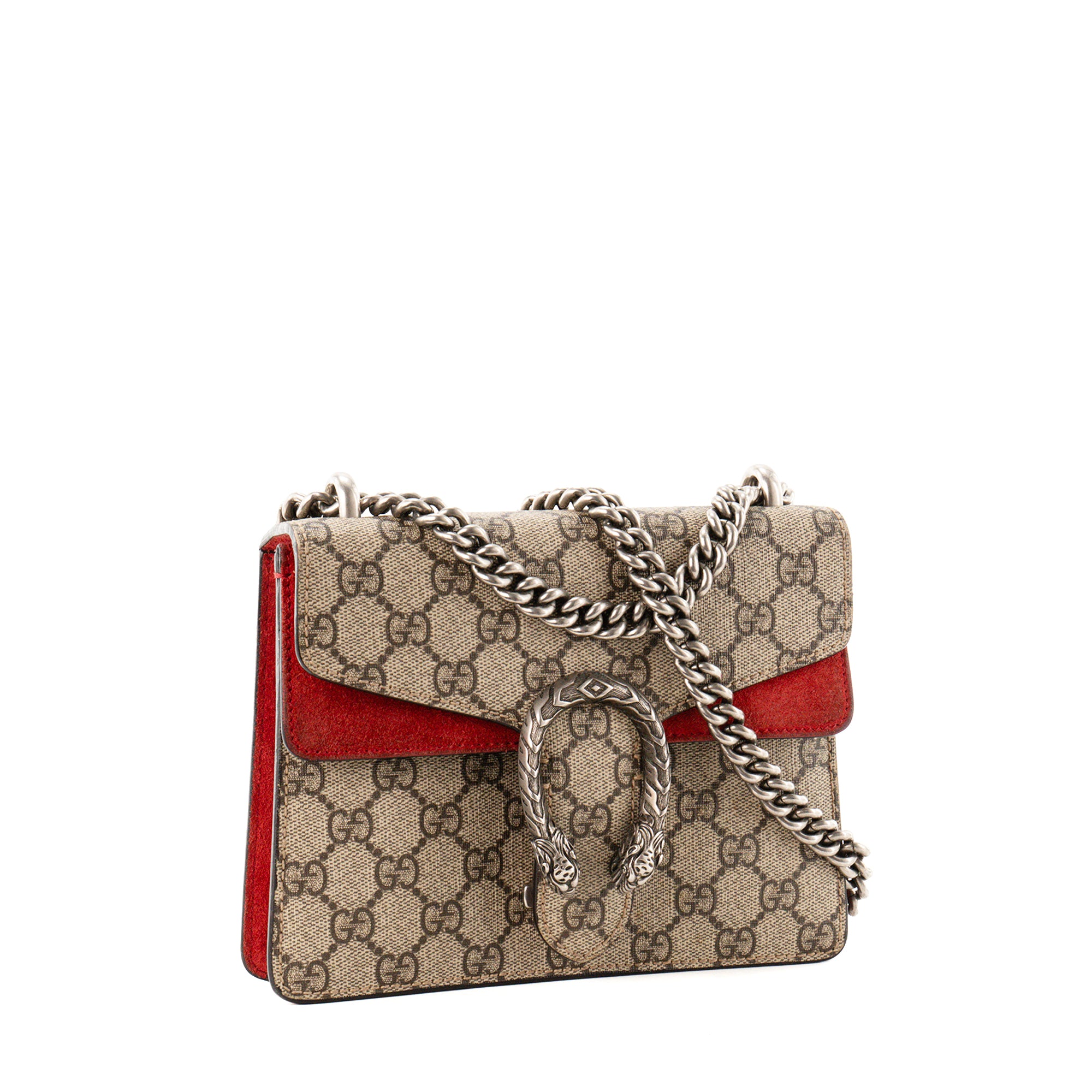 GUCCI - Sac à bandoulière Dionysus PM Gucci en toile enduite et daim rouge