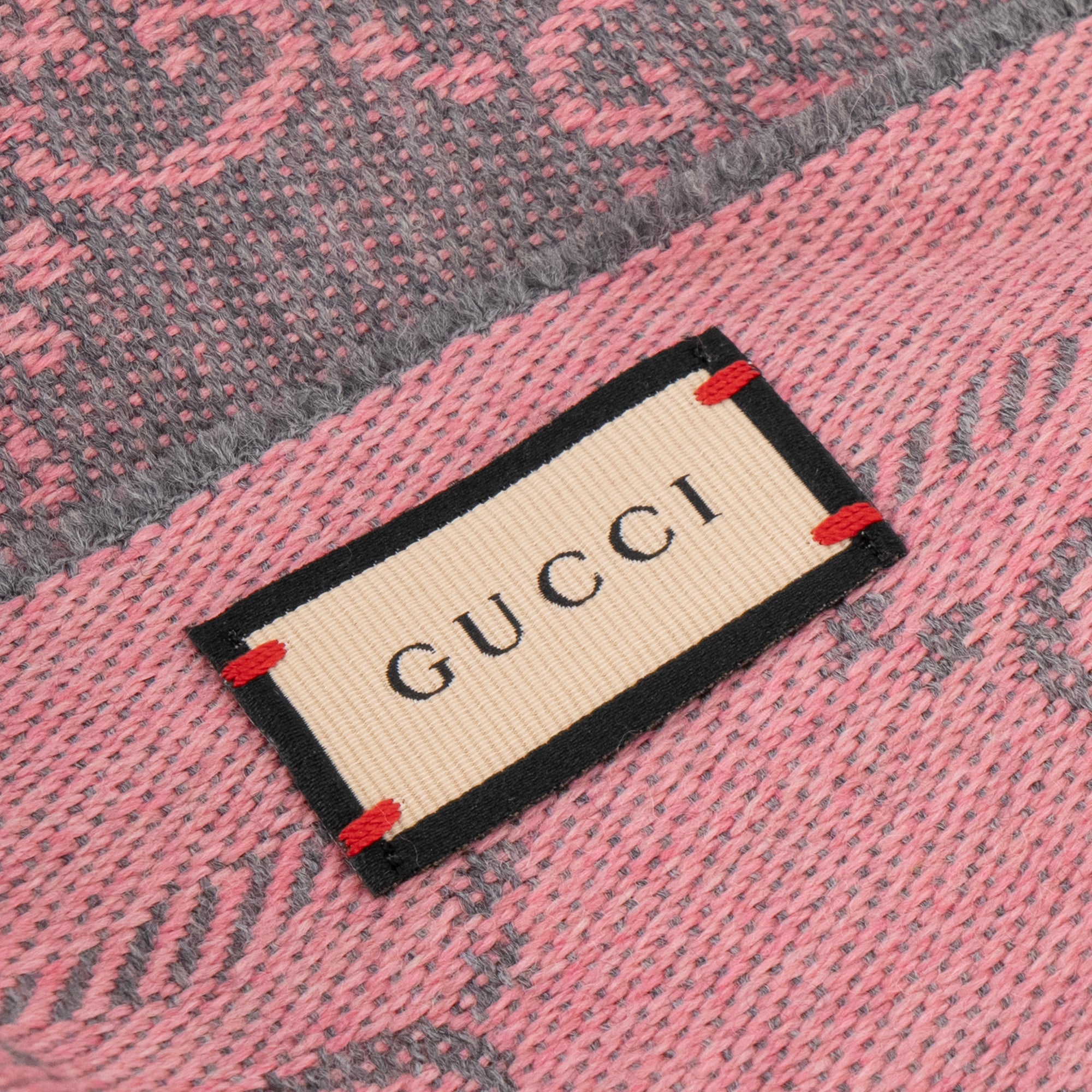 GUCCI - Écharpe GG Gucci en laine grise et rose