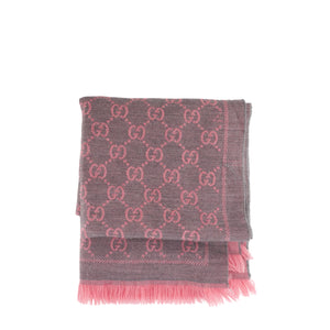 GUCCI - Écharpe GG Gucci en laine grise et rose