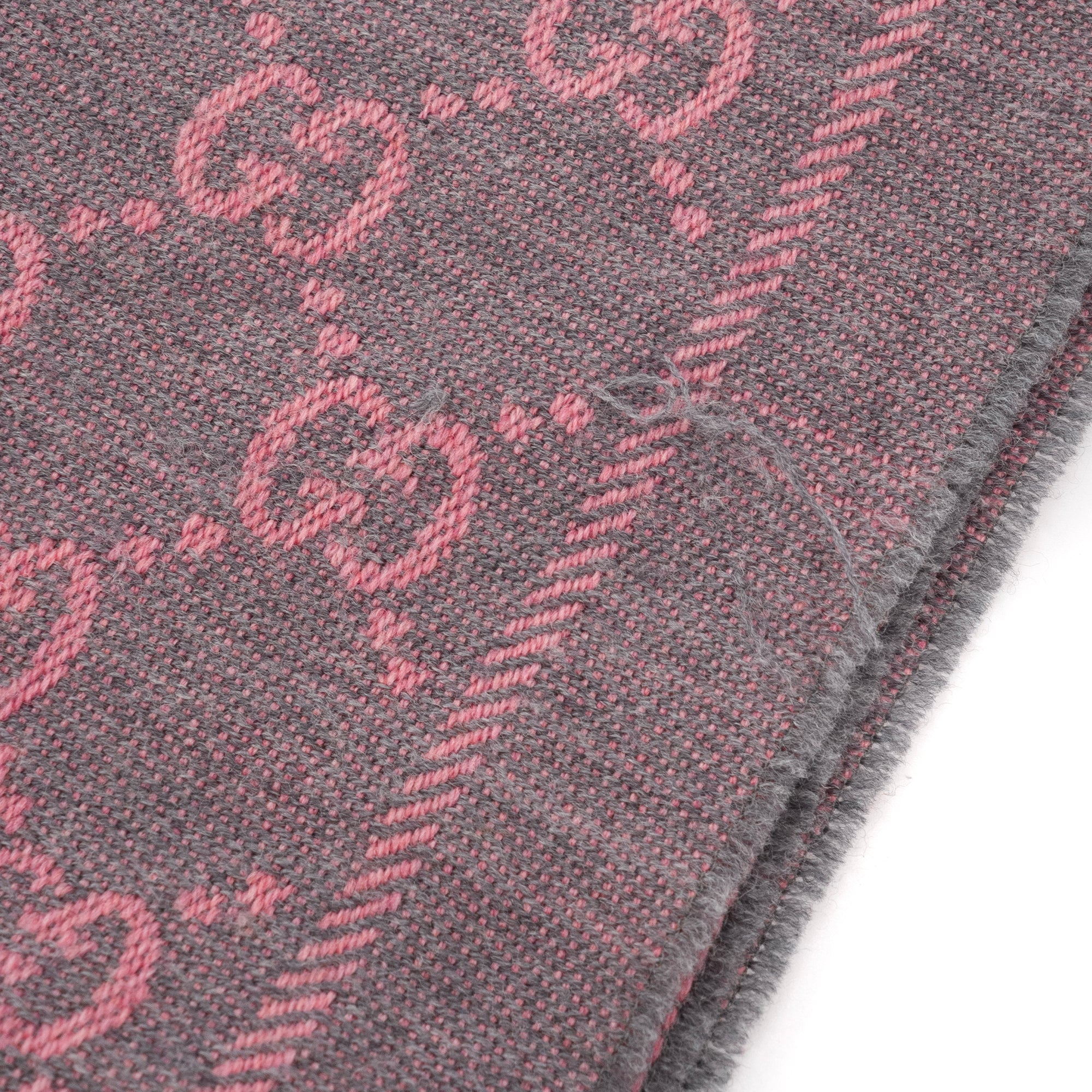 GUCCI - Écharpe GG Gucci en laine grise et rose