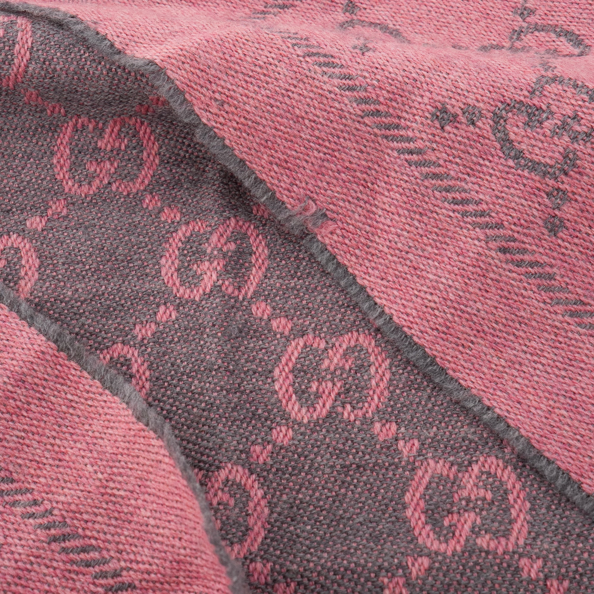 GUCCI - Écharpe GG Gucci en laine grise et rose