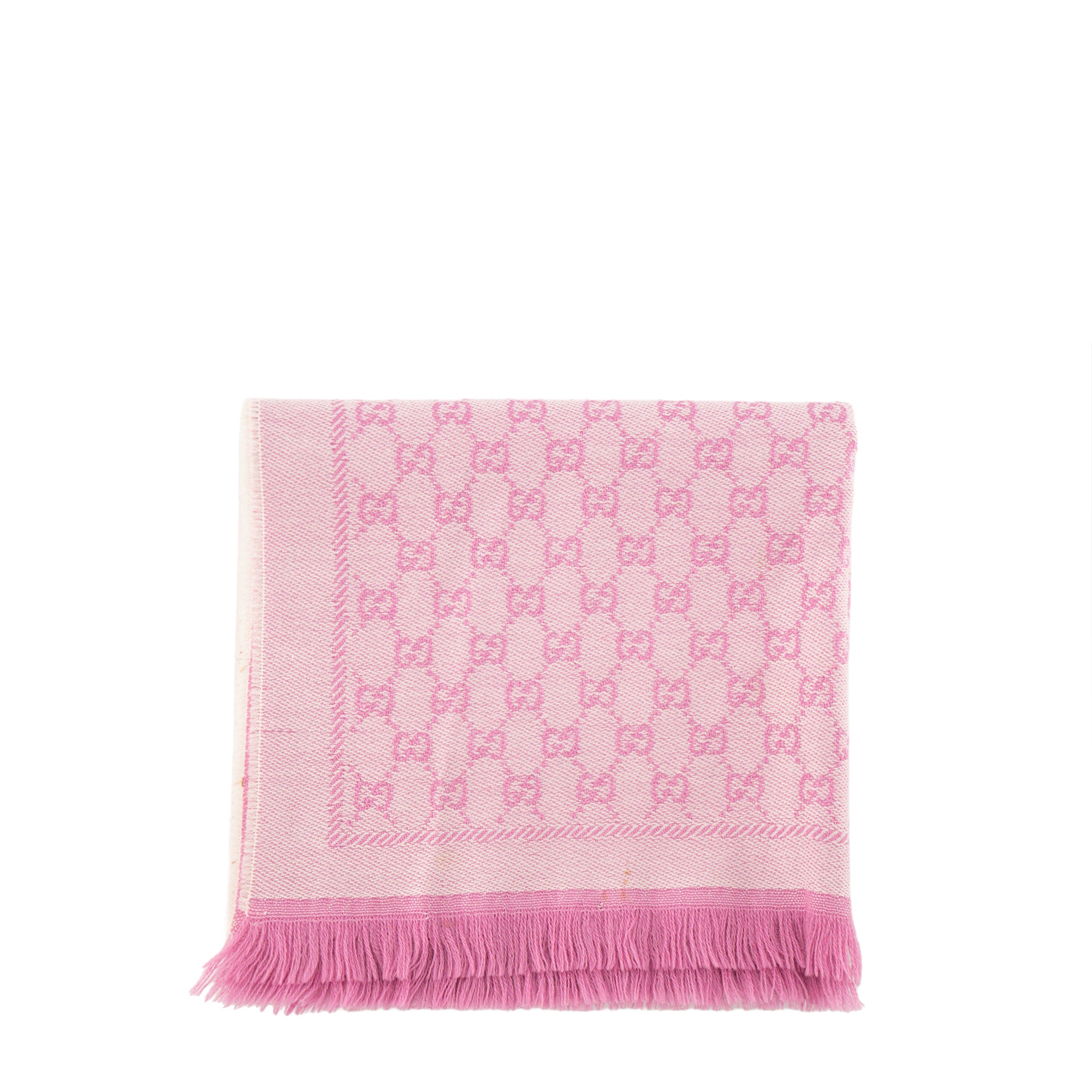 GUCCI - Écharpe GG Gucci en laine motif jacquard rose et blanc